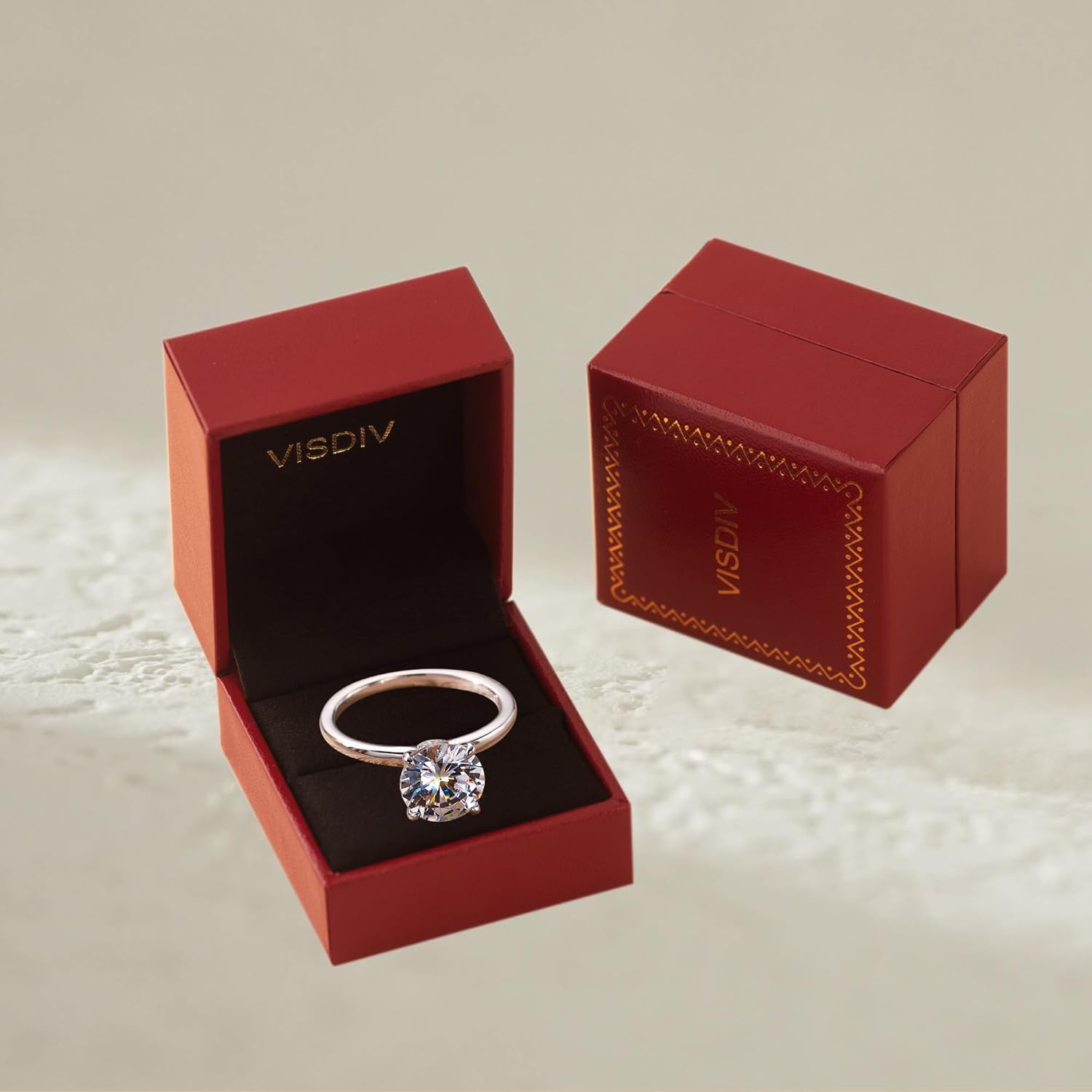 2CT Sterling Silver Engagement Rings AAAAA Cubic Zirconia CZ Wedding Promise Bands For Women Round Solitaire Simulated Diamond Silver/Gold Size 5-10