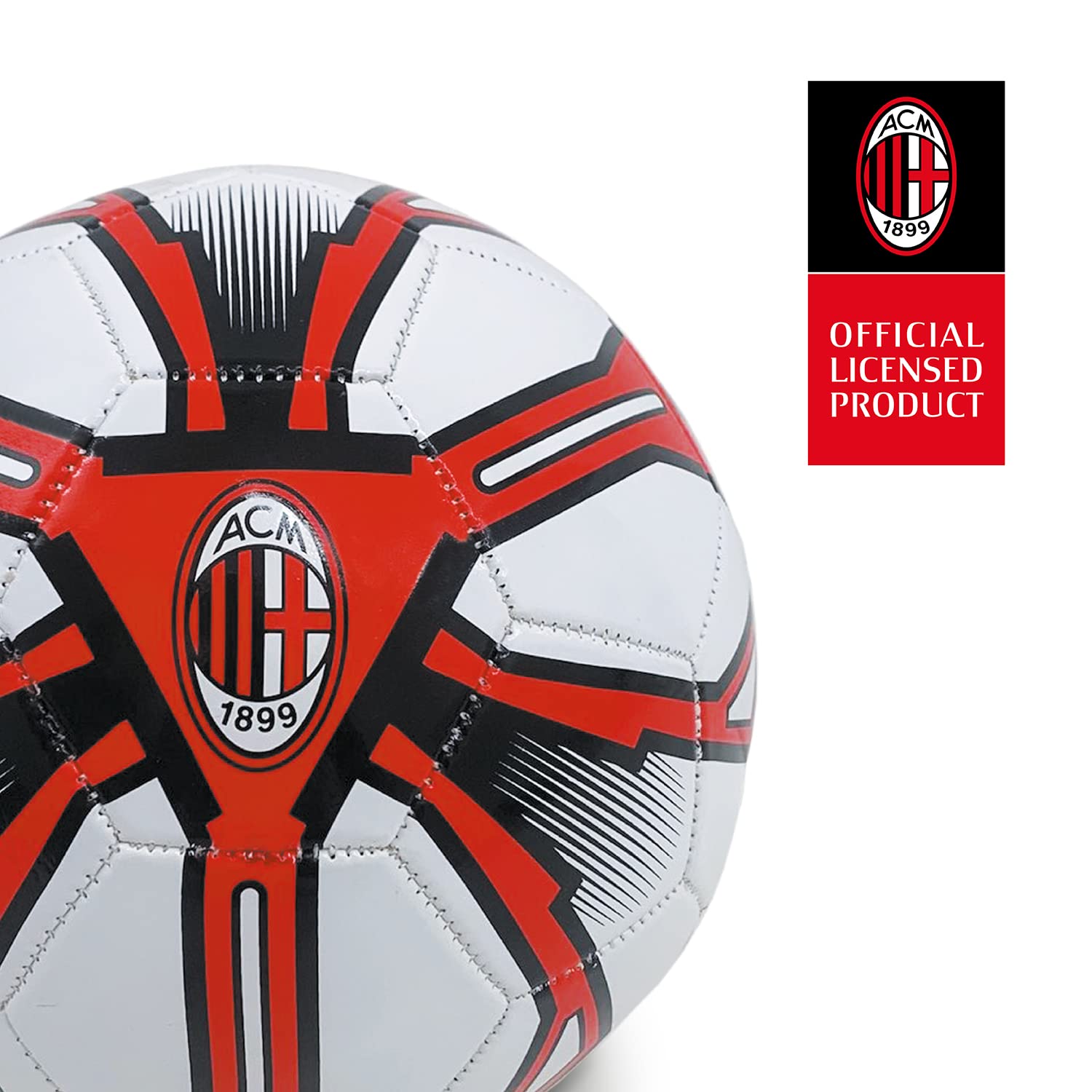 Mondo Toys - Pallone da Calcio Cucito A.C. MILAN - Prodotto Ufficiale - misura 5 - 300 g - colore Rosso Nero - 13449