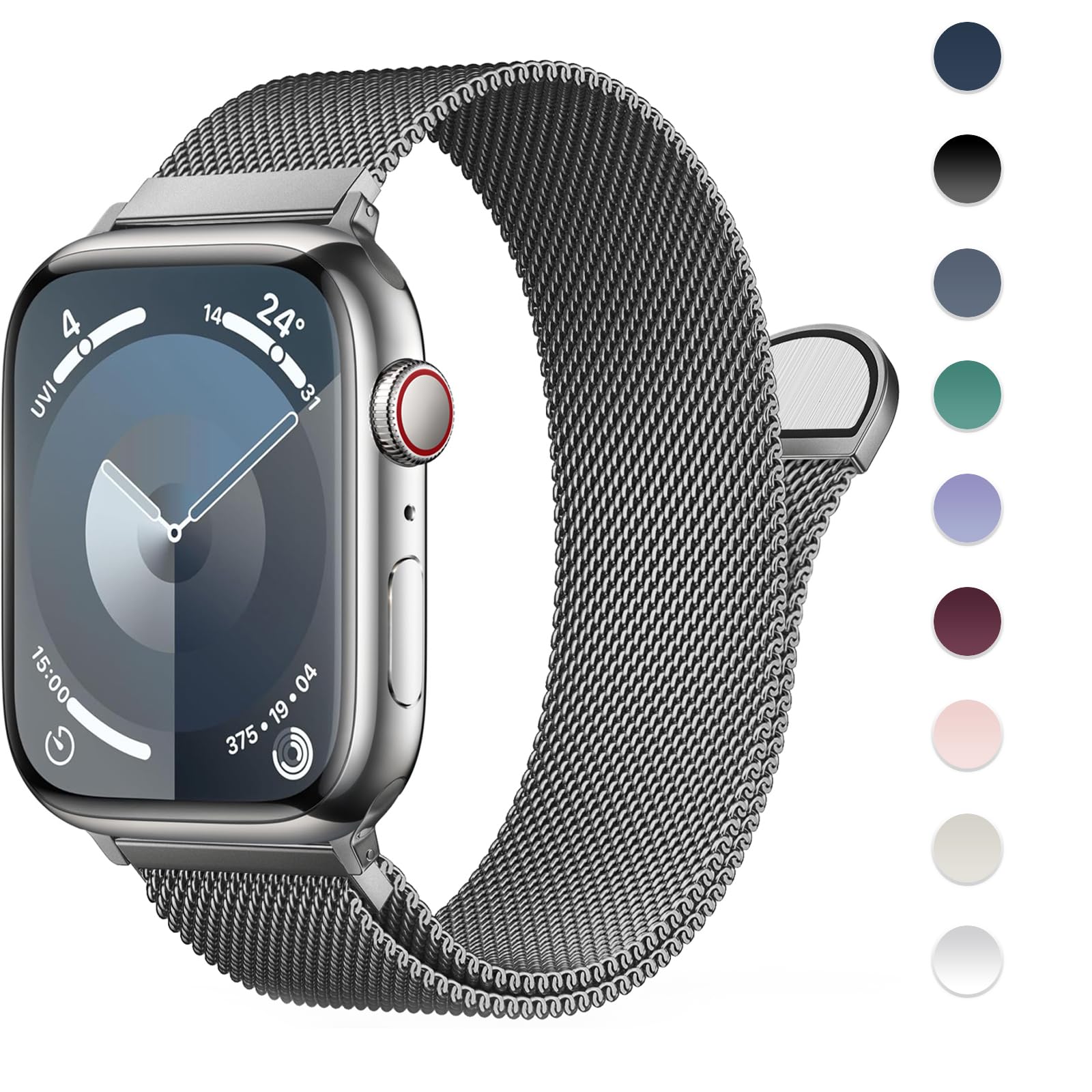 Stainless Steel Milanese Loop Compatible with Apple Watch Band 42mm 44mm 45mm 49mm 38mm 40mm 41mm men and women, Mesh Loop Magnetic Clasp Replacement for iWatch Bands Ultra Series 9 8 7 SE 6 5 4 3 2 1