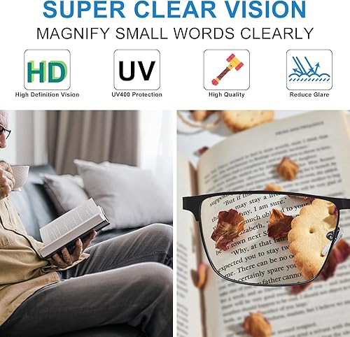 Miniatura 4 de WEMOOTANTS Paquete de 4 lentes de lectura para hombre con bisagras de resorte 1.0 1.25 1.5 1.75 2.0 2.25 2.5 2.75 3.0 3.5
