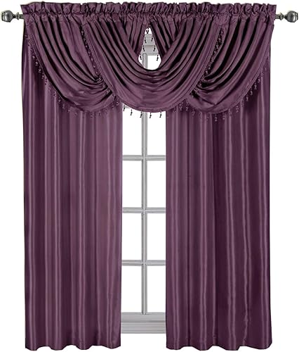 Vista 118 de Royal Hotel Bedding Soho - Cenefa con festón morado, patrón sólido, 35 x 30 pulgadas