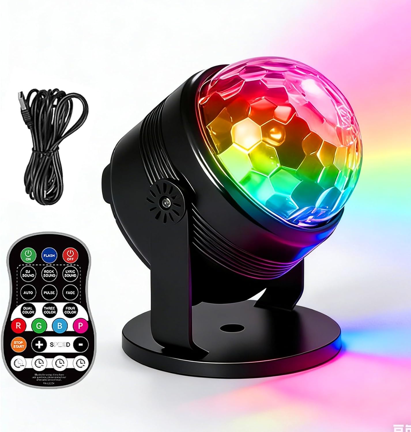 LED Colorful Sound Lamp, Strobe Led Dance Dj Stage Flashing Lighting Disco Ball Light for Home Party, Music Club Ceiling, Desktop