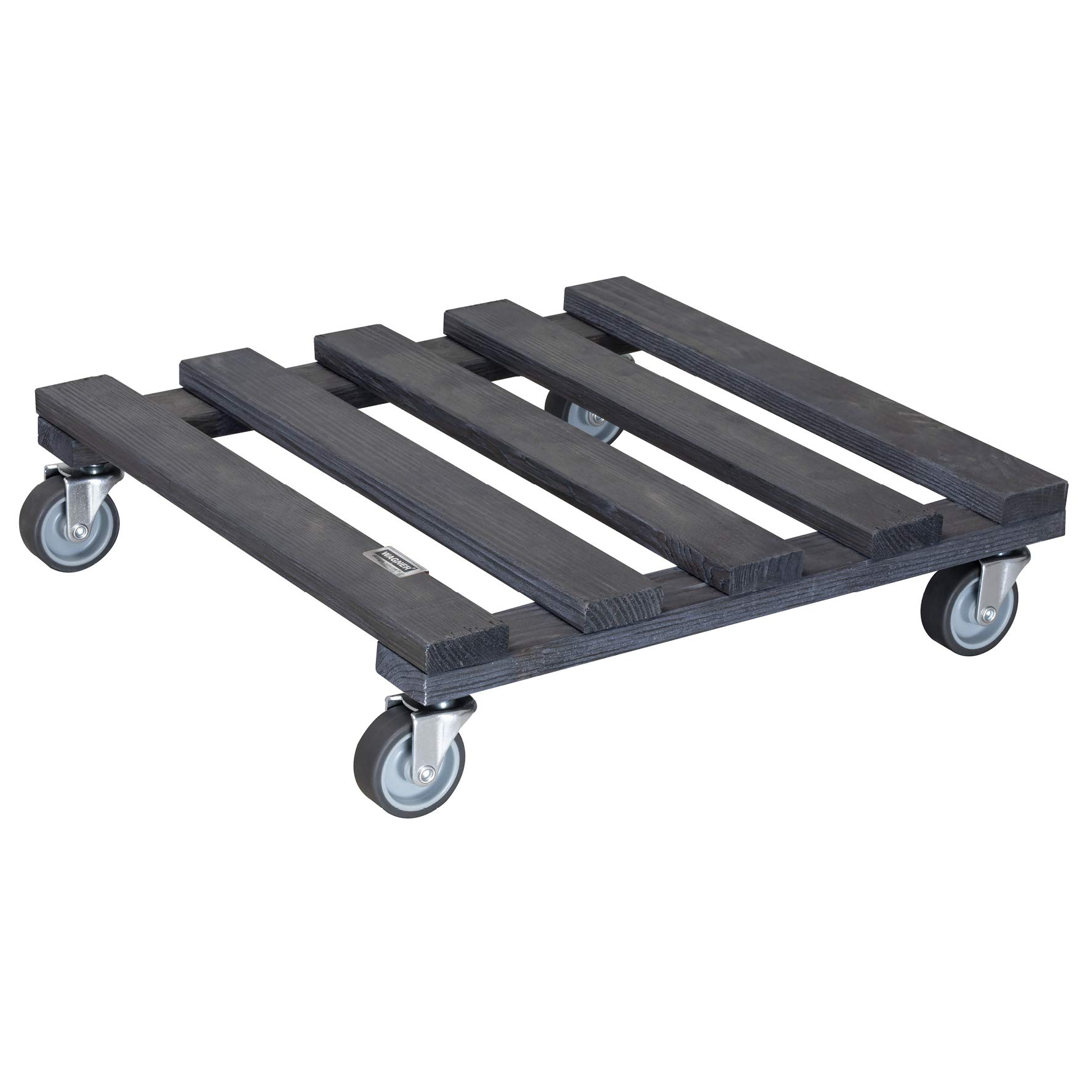 Wagner Support à roulettes pour Pot de Fleur PALETTI 38 x 38 x 9,5 cm I intérieur + extérieur I Roule Pot en Bois Massif certifié FSC®, Anthracite I Capacité de Charge 120 kg I Made in EU - 20041201