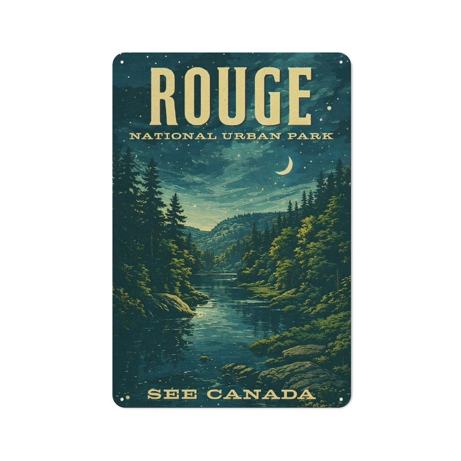 Junmoney Style-13 Tin Wall Plaque 30X20cm With Rouge National Urban Park Vintage For Guest Room Or Hallway, For Garage, Workshop And Man Cave Decoration