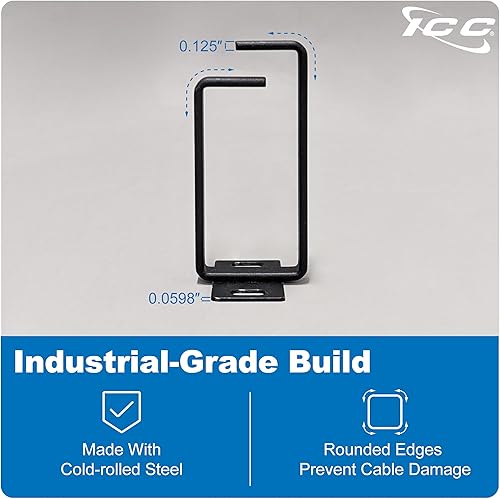 Miniatura 2 de ICC Anillo de organización de cables metálicos de 1.70 pulgadas, vertical, montaje en rack o pared, paquete de 10  Organizador de cables para