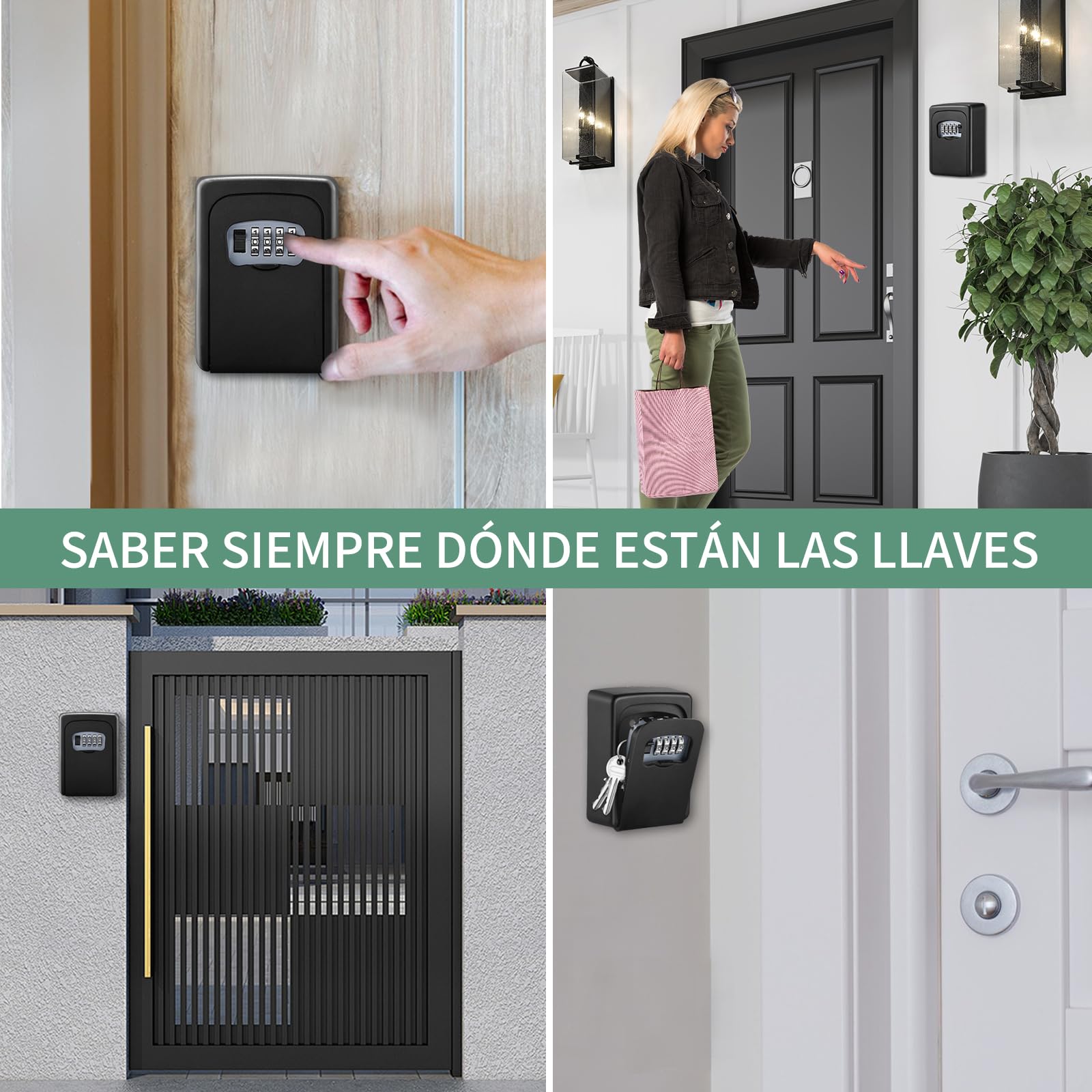 Caja de Seguridad Con Combinación y Llaves, Montaje en Pared para Exteriores, Adecuado para El Garaje de la Escuela