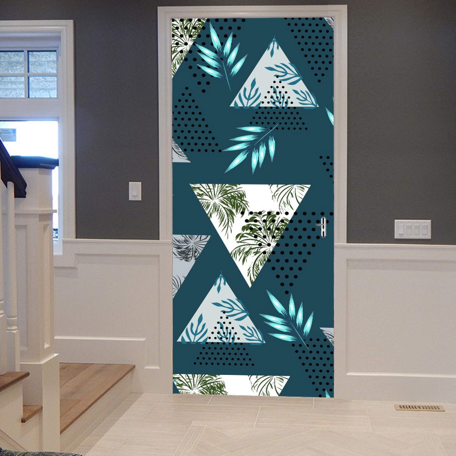 Autocollant Murale 3D Végétal Tropical - 77x200cm, PVC Amovible, Décor Porte Ou Mur