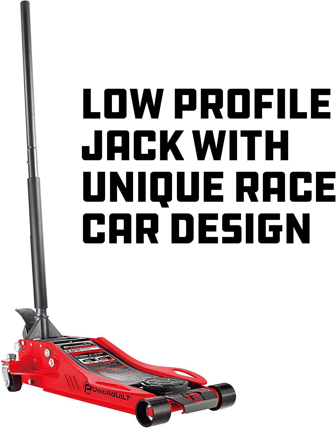 Powerbuilt 2.5 Ton Low Profile Fast Lift Floor Jack – Heavy Duty Dual Piston Quick Pump, 3" to 19.5" Lift Range for Cars, Trucks, SUVs – Precision Foot Pump, Wide Saddle – 240076
