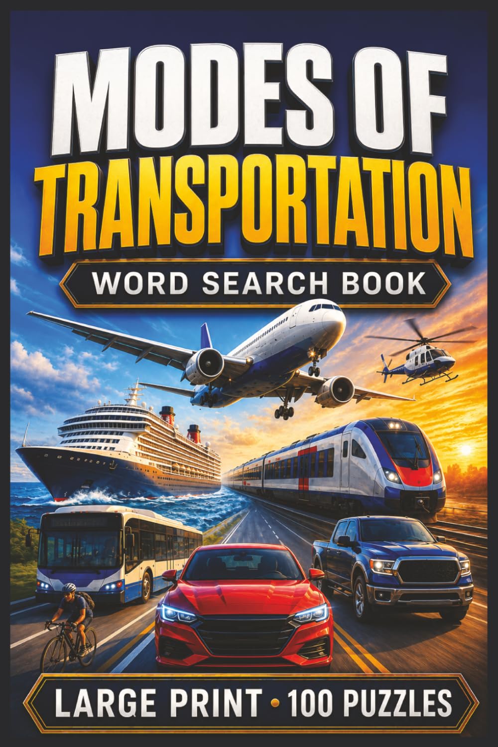 Modes of Transportation Word Search Book: Large Print Book With 100 Puzzles On Cars, Trucks, Trains, Planes, Ships, And Public Transportation