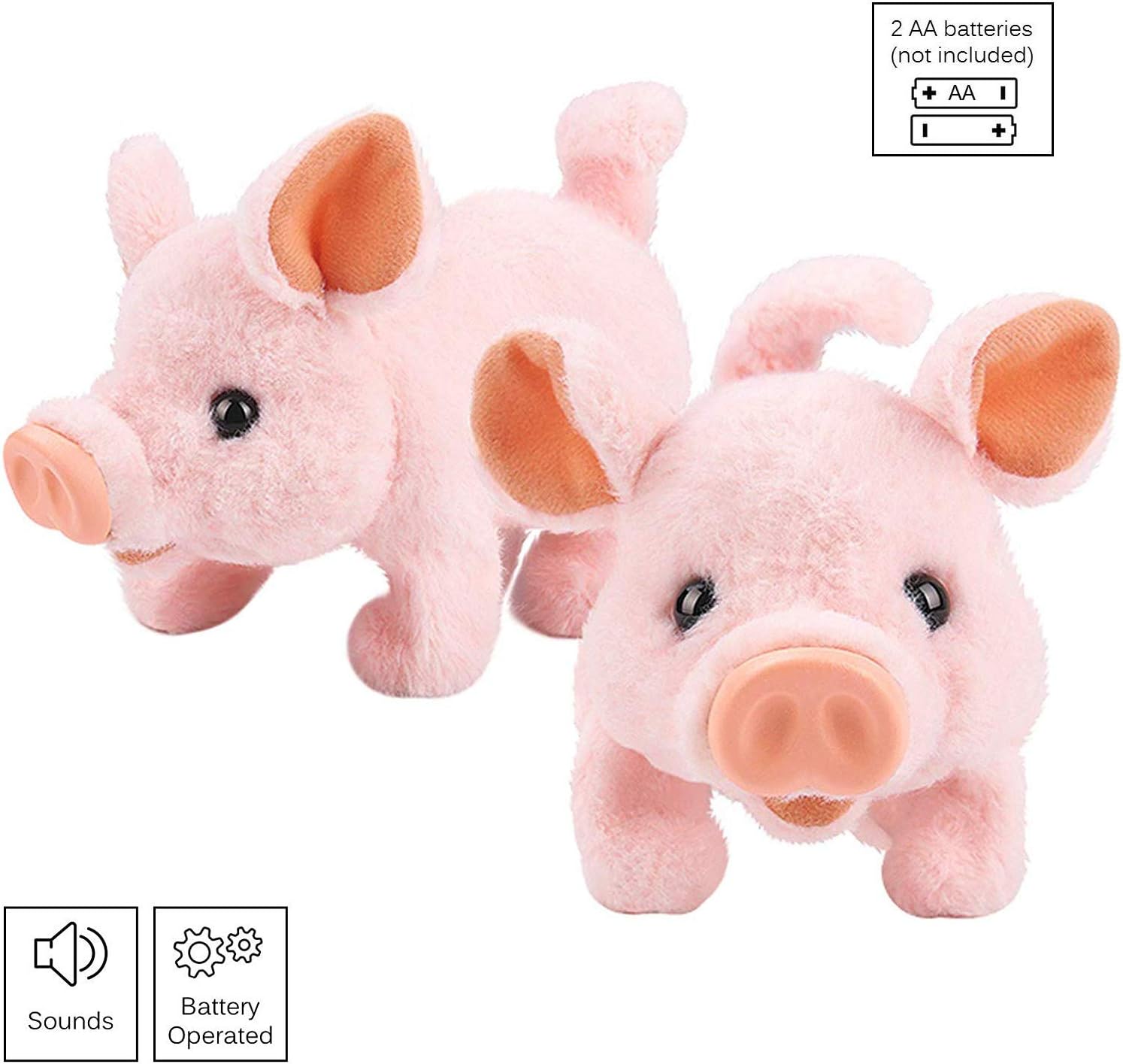 Liberty Imports My Pet Pig, Electronic Plush Piggy Toy Piglet that Walks, Wags Tail, Wiggles Nose, and Makes Oink Sounds for Kids, Boys, Girls