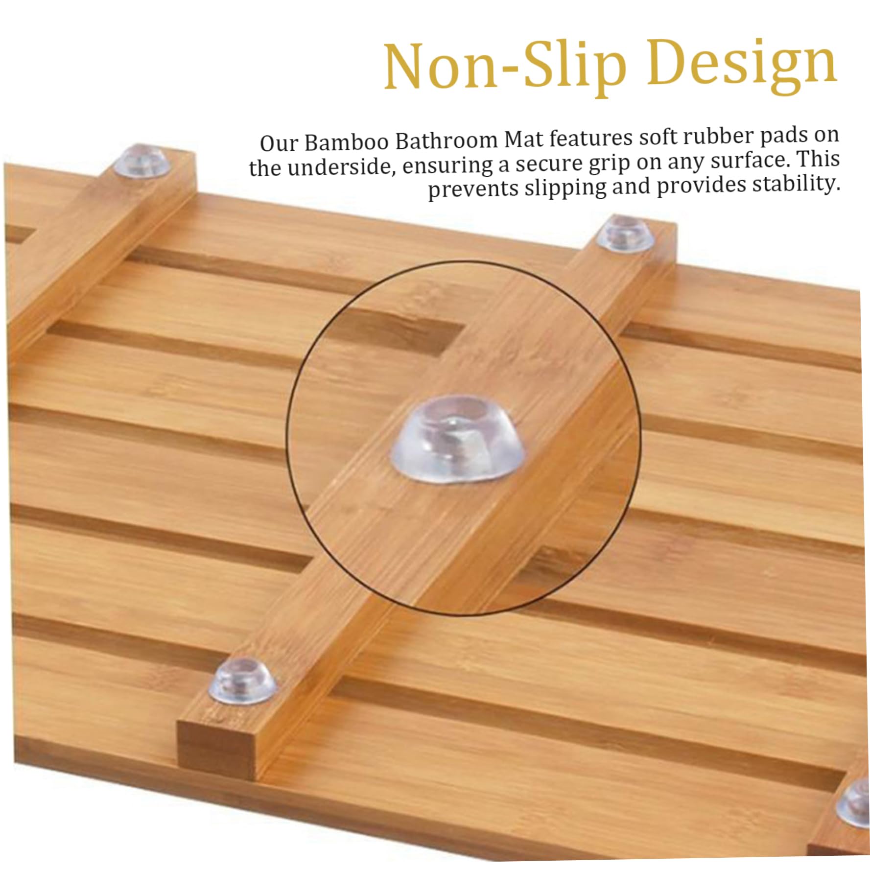 Alfombra de baño de bambú, Alfombra de Ducha de bambú Natural Antideslizante de 19, 7 x 13, baño Impermeable con Orificios de Drenaje, Ducha Interior y Exterior para SPA, Sauna, Piscina