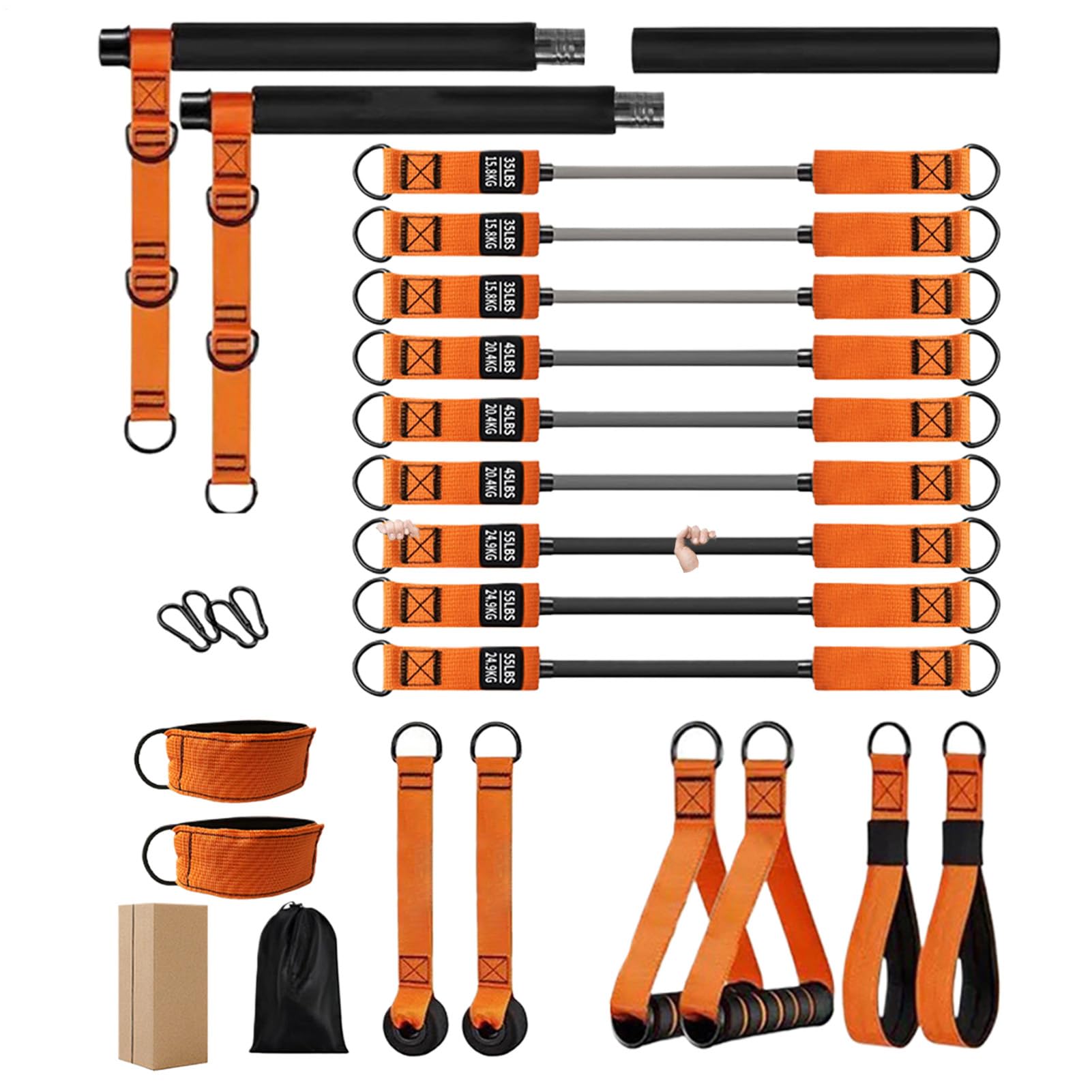 -Pilates-Bar-Set Pilates-System, Verstellbarer Widerstand | Multifunktionales Fitnessgerät Multifunktionales Muskeltraining, für , Studio, Frauen, Männer, Anfänger, Athleten,