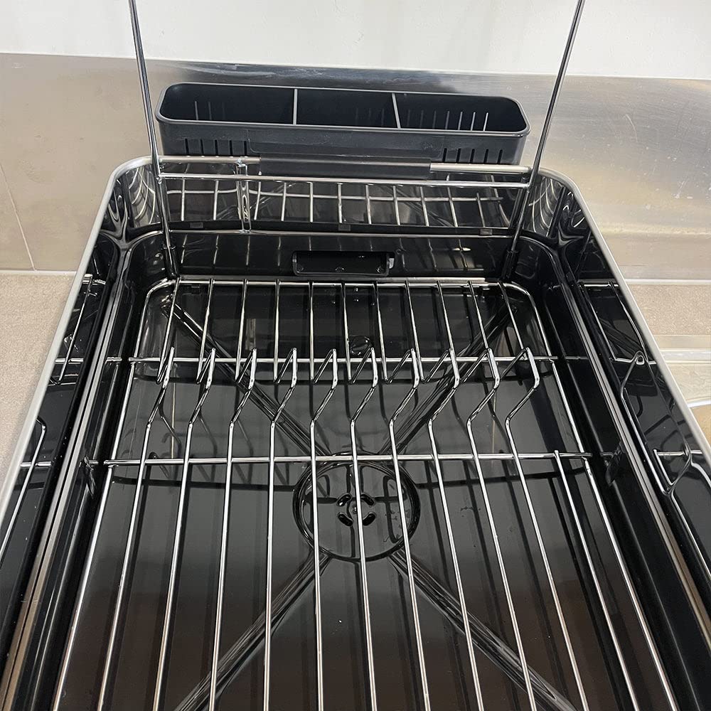 KITCHEN MOVE Escurridor de Platos multifunción de Acero SHARD para 9 Platos y 6 Vasos con Boquilla de Drenaje