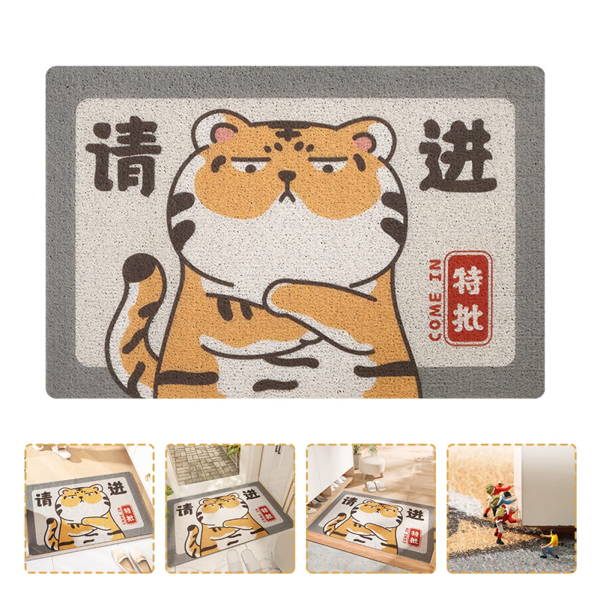 Alipis Paillasson D'entrée Décoratif Motif Tigre en PVC, Antidérapant et Résistant à l'usure, pour L'entrée Maison