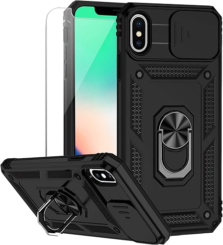M MAIKEZI Funda para iPhone XiPhone Xs con cubierta para lente de cámara, protector de pantalla HD, protección contra caídas de grado militar,