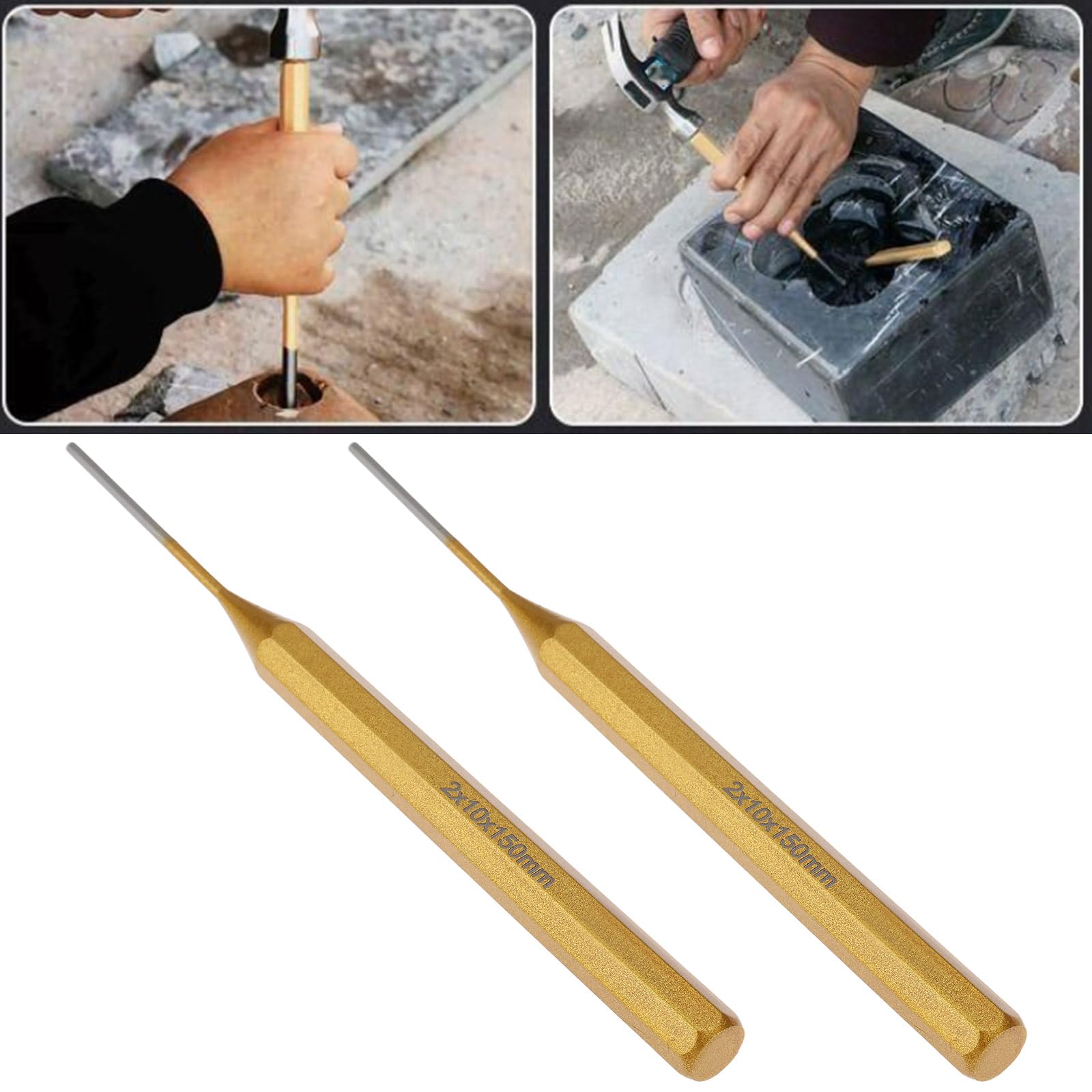 Briny River 2X Parallel Pin Punch Cylindrical Chisel 2x10x150mm Suitable for Woodworking Drilling and Decoration - Image 2