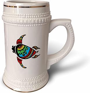 3dRose Image of Polynesian Tribal Turtle Symbol – Taza Stein, 18 oz (stn_233659_1), 623 ml, color blanco