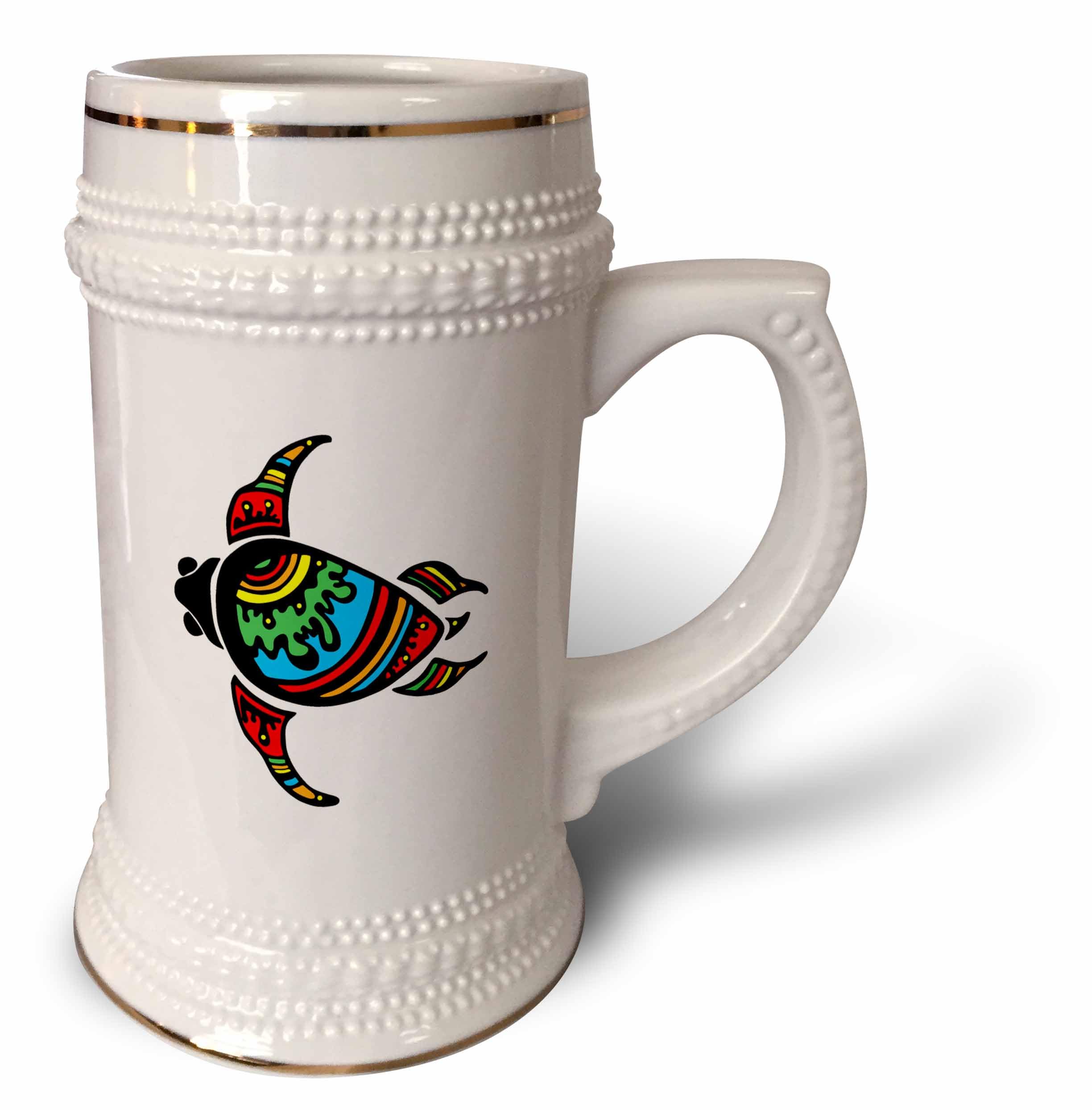 Taza Stein de tortuga tribal polinesia de 18 oz para disfrutar de tu cerveza en casa