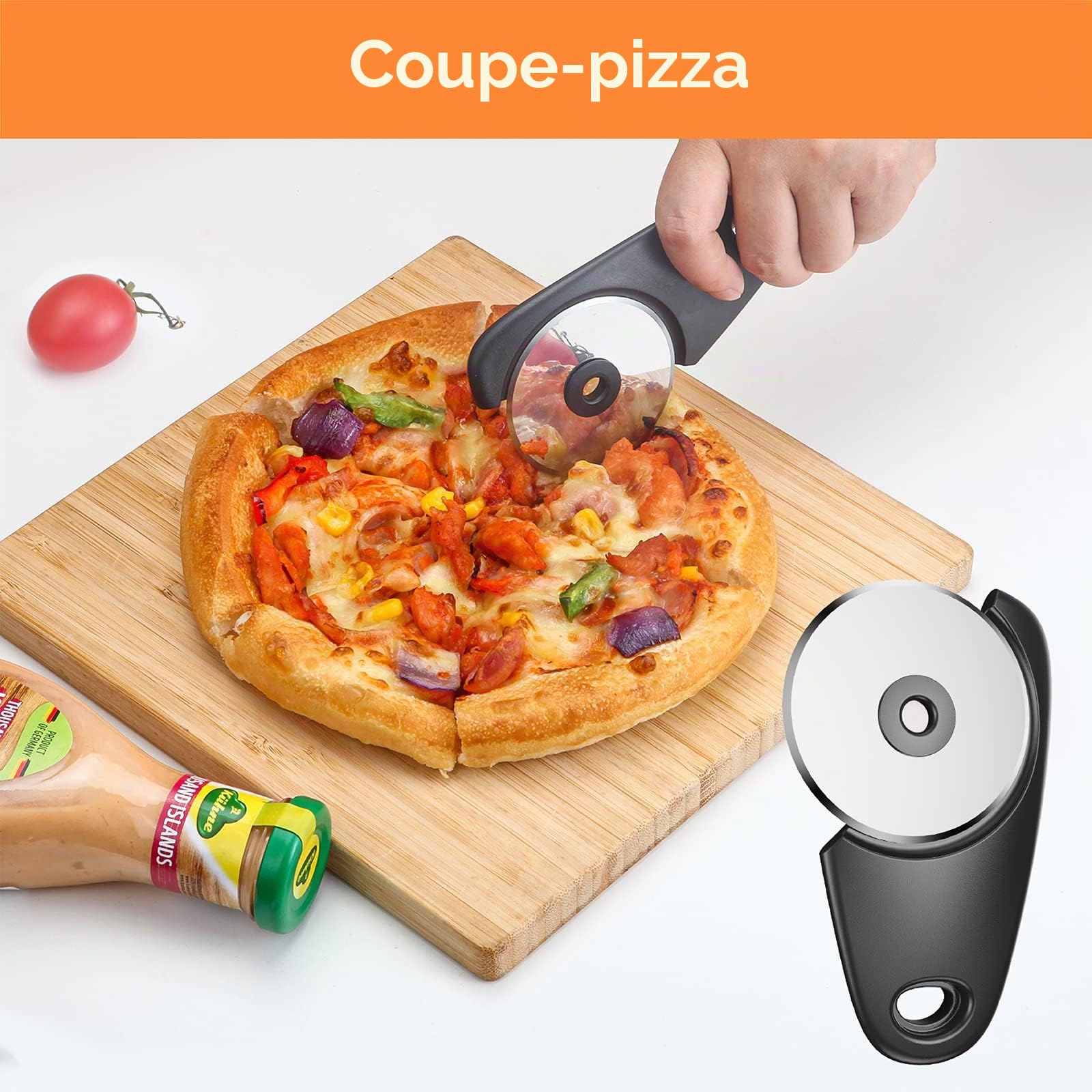 Pisol Kitchen Ensemble de gadgets uniques 6 pièces, gain de place, râpe à fromage, ouvre-bouteille, éplucheur de fruits et légumes, coupe-pizza, broyeur d'ail et de gingembre, décapant d'herbes
