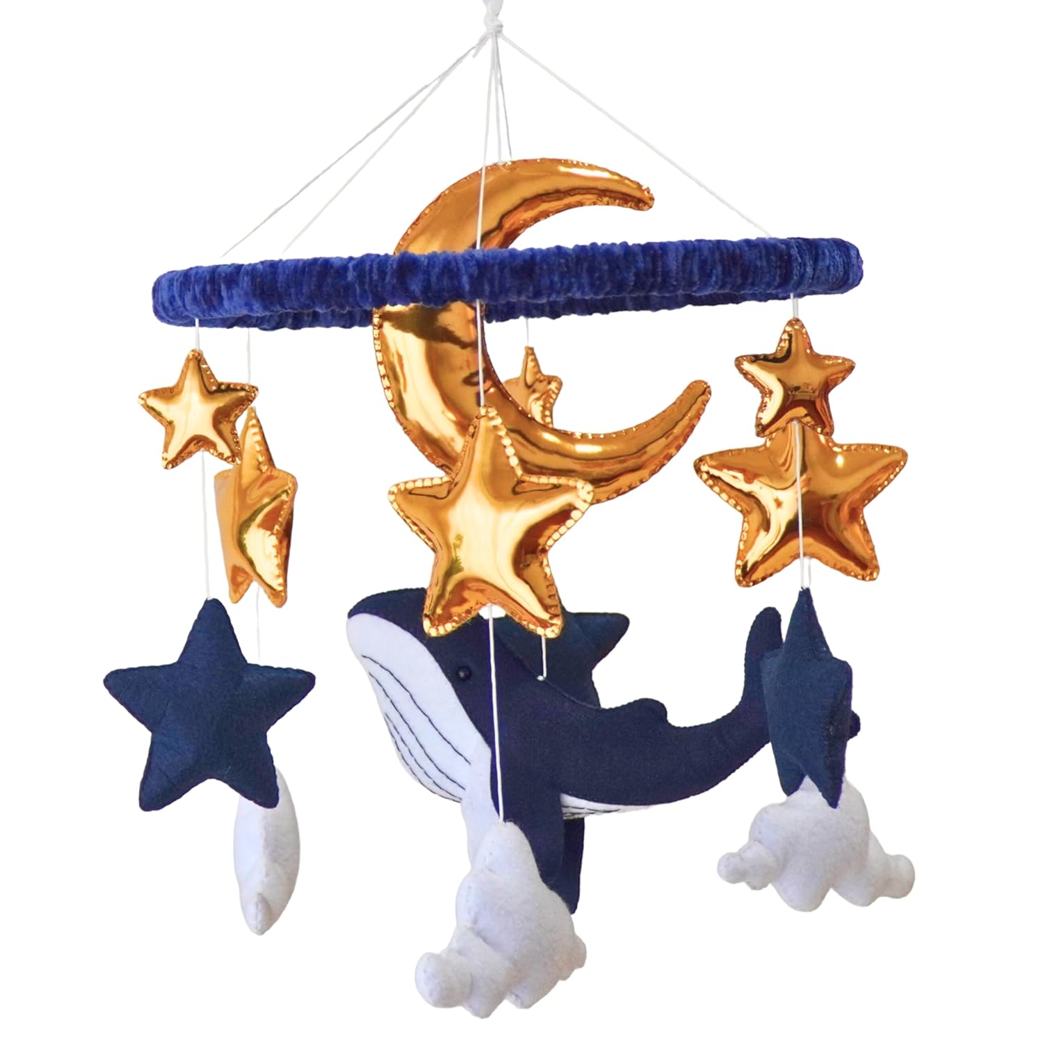 TINITIGIES Ocean Whale Baby Mobile for Crib - Ocean Whale with Moon and Stars Nursery Decor - Gender Neutral Baby Gift