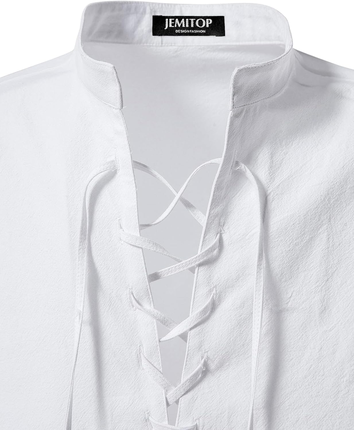 JEMITOP Men's Pure Cotton Retro Lace Up Shirts for Renaissance Pirate Medieval Viking