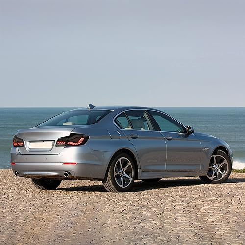 Miniatura 9 de VLAND - Luces traseras ahumadas OLED compatibles con BMW Serie 5 F10 F18 2011-2017 535i con señal de giro secuencial, luz de circulación de