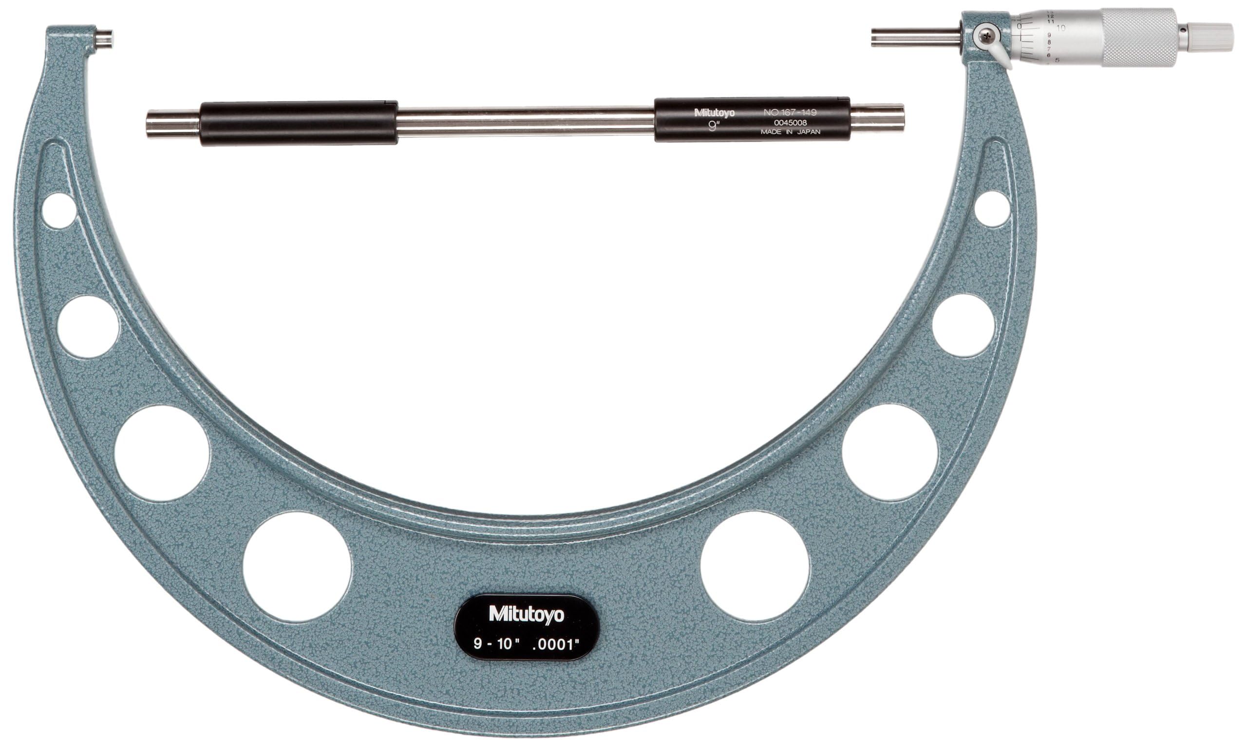 Mitutoyo 103–224 Bügelmessschraube, baked-enamel Finish, Ratsche, Stop 22,9–25,4 cm, 0 cm Graduation, Genauigkeit +/-0.00025 "