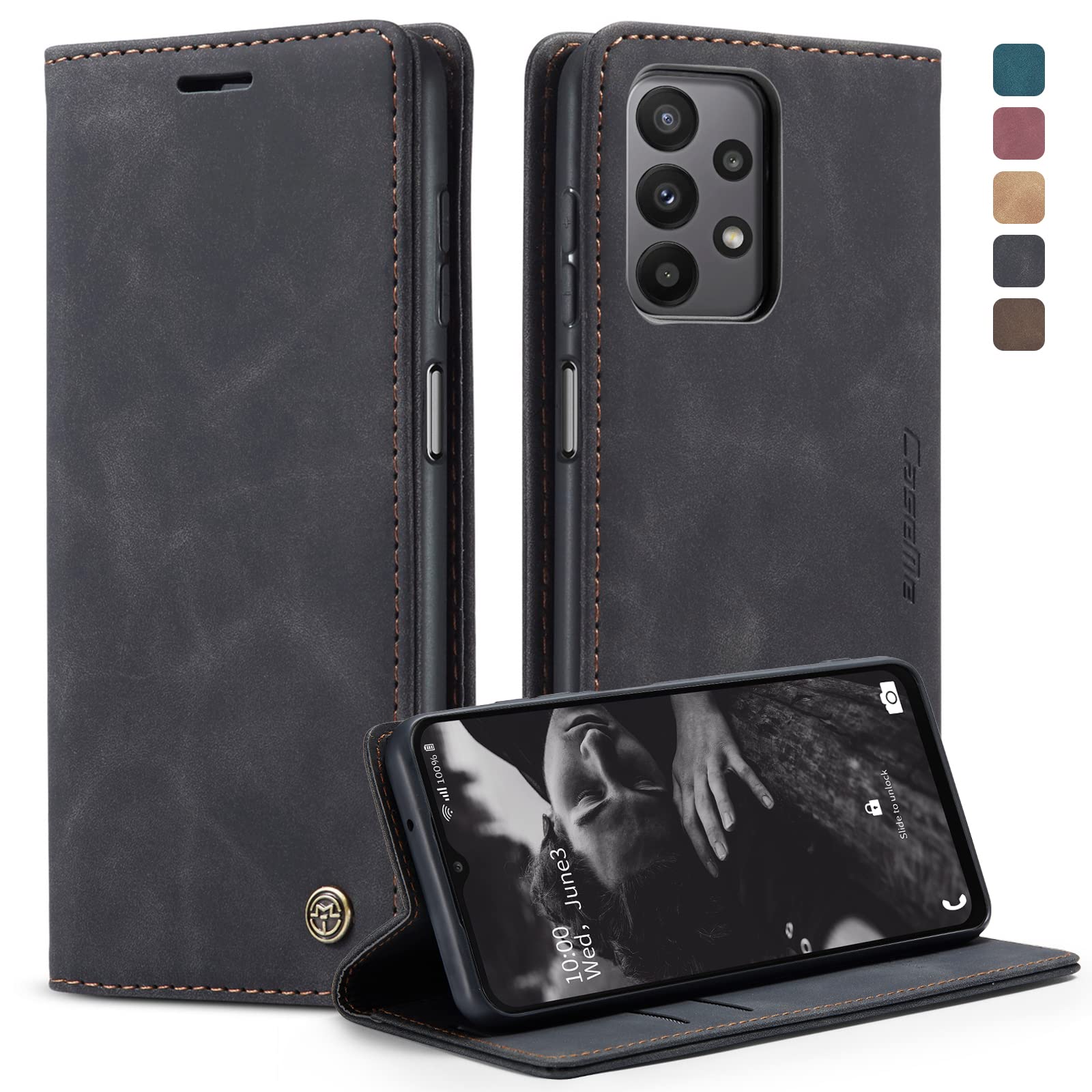 owlhold Cover per samsung A23/M23,Cover Samsung Galaxy A23/M23 Magnetica Portafoglio Flip[Antiurtoo][Cavalletto][Carta Fessura] Custodia Pelle per Samsung Galaxy A23/M23 -Nero
