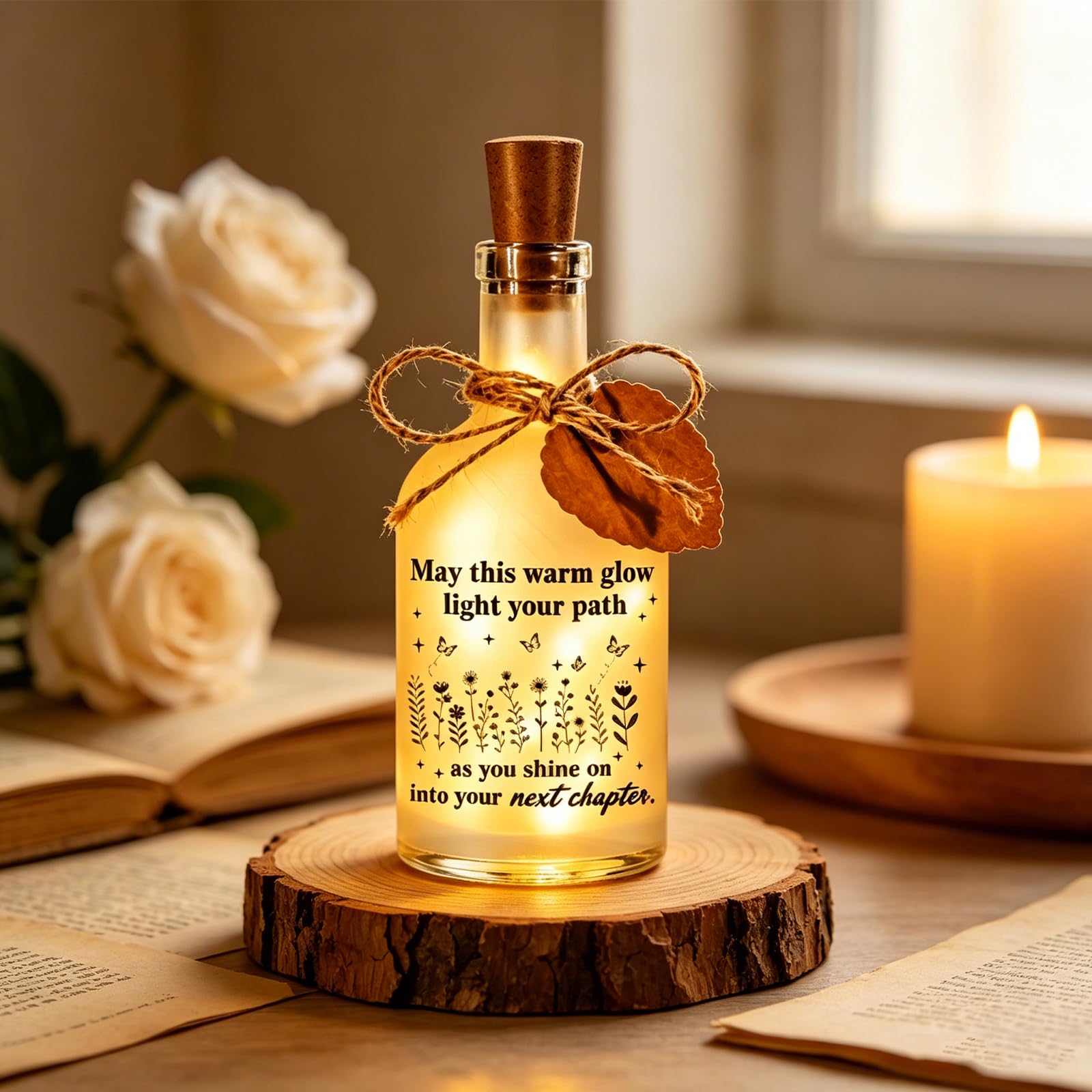 Leaving Gifts for Colleagues Women, LED Bottle Light with Warm Message