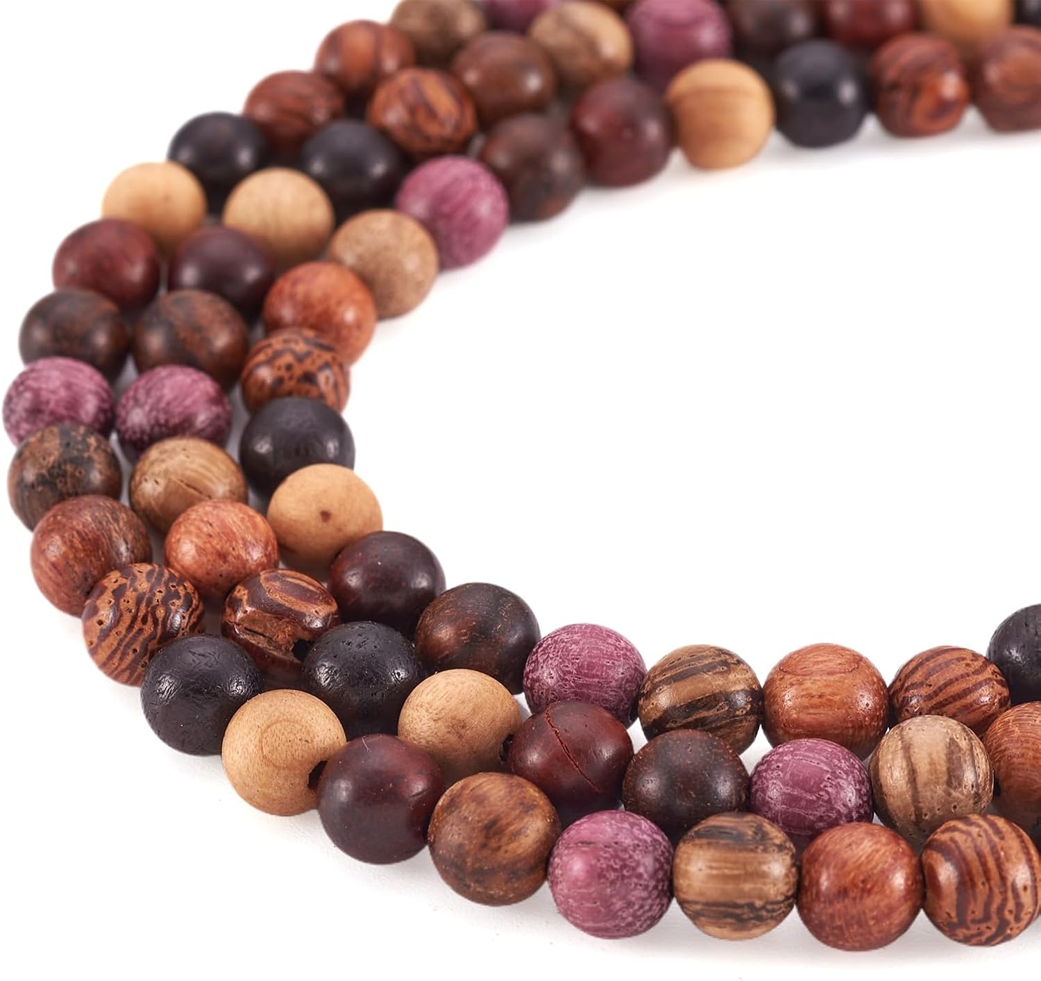 5 Strands 8mm Natural Wood Beads Strands Light Yellow Round Polished Ball Wooden Loose Spacer Beads for Bracelet Necklaces Crafts DIY Jewelry Making, Hole: 1.2mm