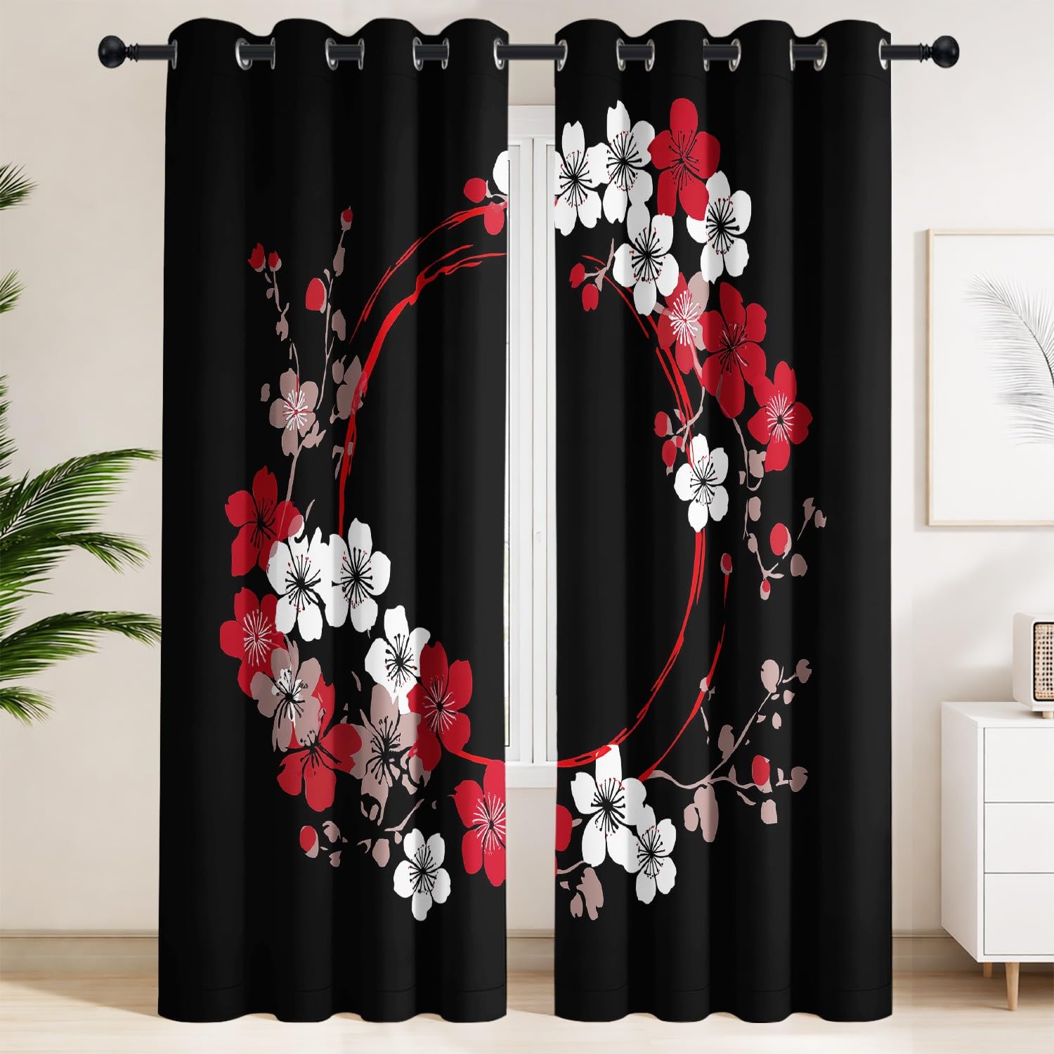 Rideaux occultants zen 140x220 cm pour bloquer la lumière et isoler les fenêtres de la chambre