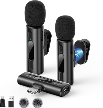 Kabelloses Lavalier-Mikrofon mit KI-Tonverbesserung, Einfach zu Bedienen Ideal für Live-Streaming, Videoaufnahmen und Interviews im Innen- oder Außenbereich Perfekt für YouTube TikTok und Vlog Schwarz