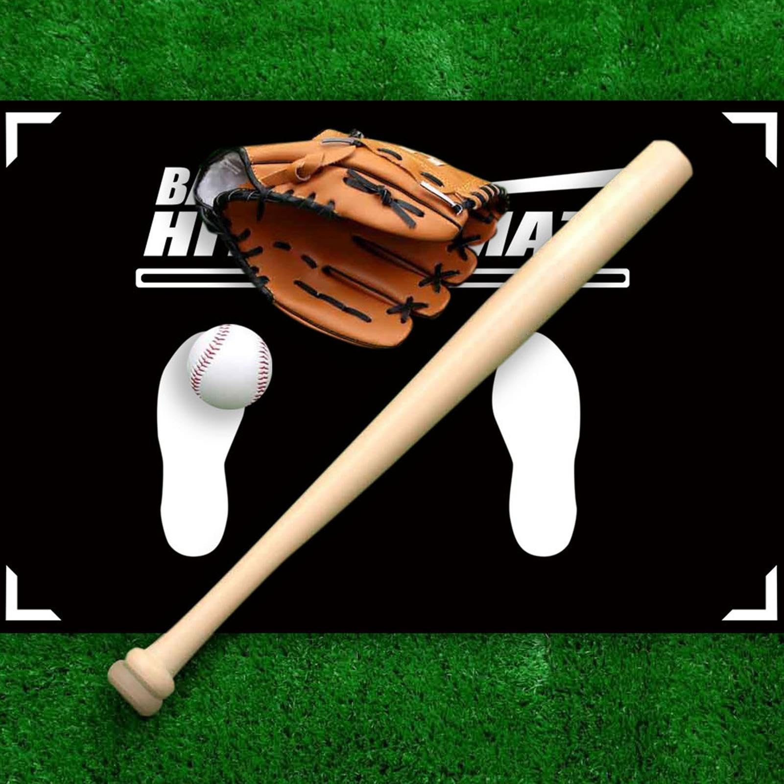 Tapis de Baseball - Tapis d'entraînement à la Frappe - Guide de la Zone de Frappe - Antidérapant - Exercice de pelouse - Durable - Aide à l'entraînement Portable - d'appui - Entraînement de