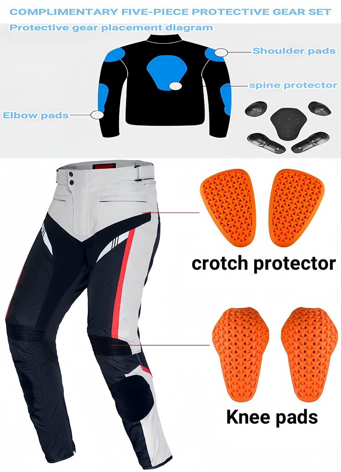 Traje De Moto Impermeable para Hombre Chaqueta Y Pantalón De Moto Traje De Blindado con Certificación CE Armadura Extraíble para Las Cuatro Estaciones Deportes Al Aire Libre