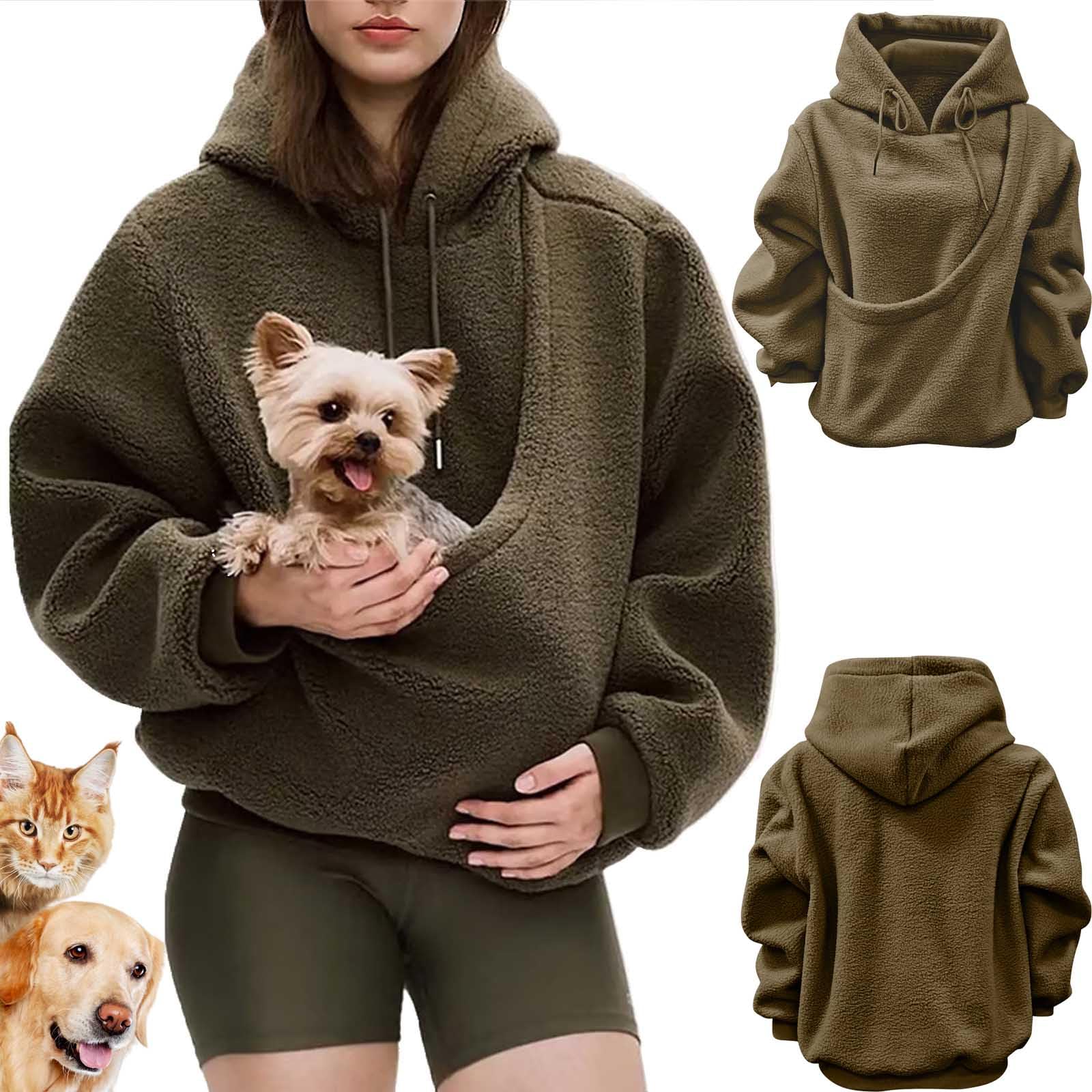 Kokopaws Pet Sling Hoodie, Koko Paws Hoodie Carrier, Ultra Soft Warm Carrier Sweatshirt - Skin-Friendly (Brown XXL)