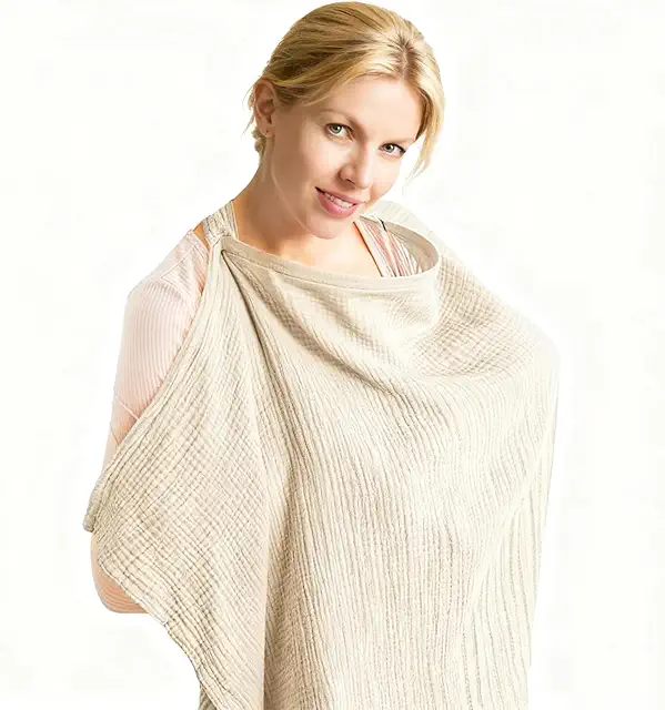 Voarge Baby Borstvoeding Cover - Ademend Katoenen Zogendek voor Onderweg