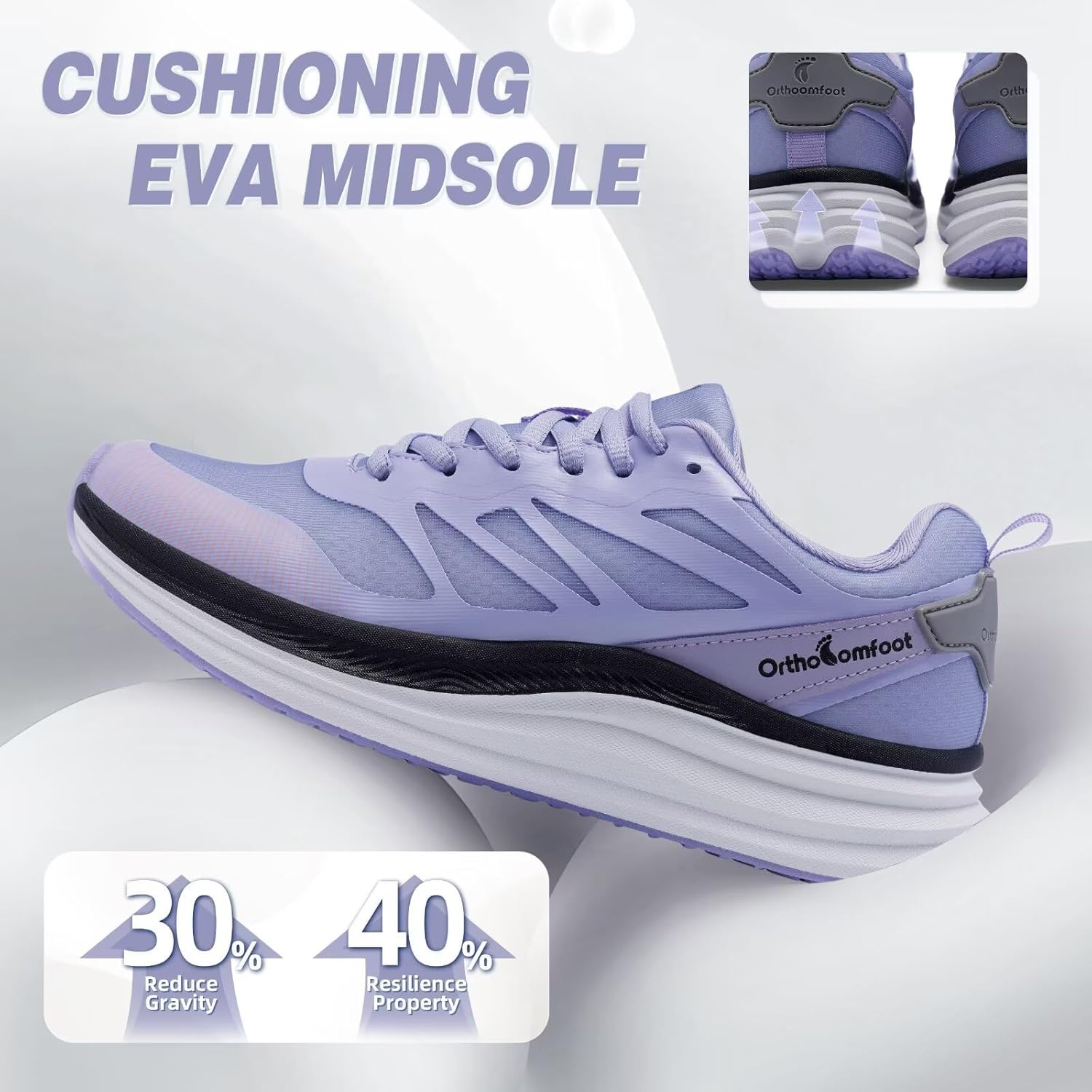 Women's Orthopedic Road Running Shoes: Comfortable Arch Supports Plantar Fasciitis Orthotic Sports Athletic Sneakers, Casual Flat Feet High Arch Tennis Work Walking Shoes for Foot Heel and Pain Relief - Image 6