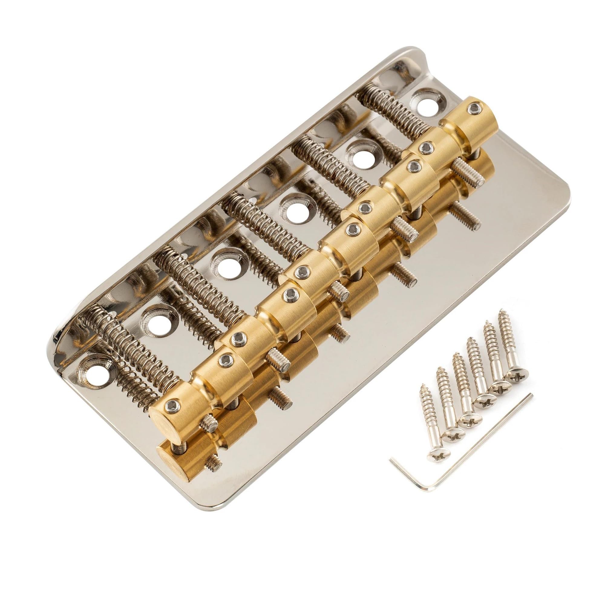 Puente Para Bajo Clásico Estándar De 5 Cuerdas De 18 Mm Con Monturas De Latón Y Placa Base De Acero Puente De Guitarra Profesional(Nickel)