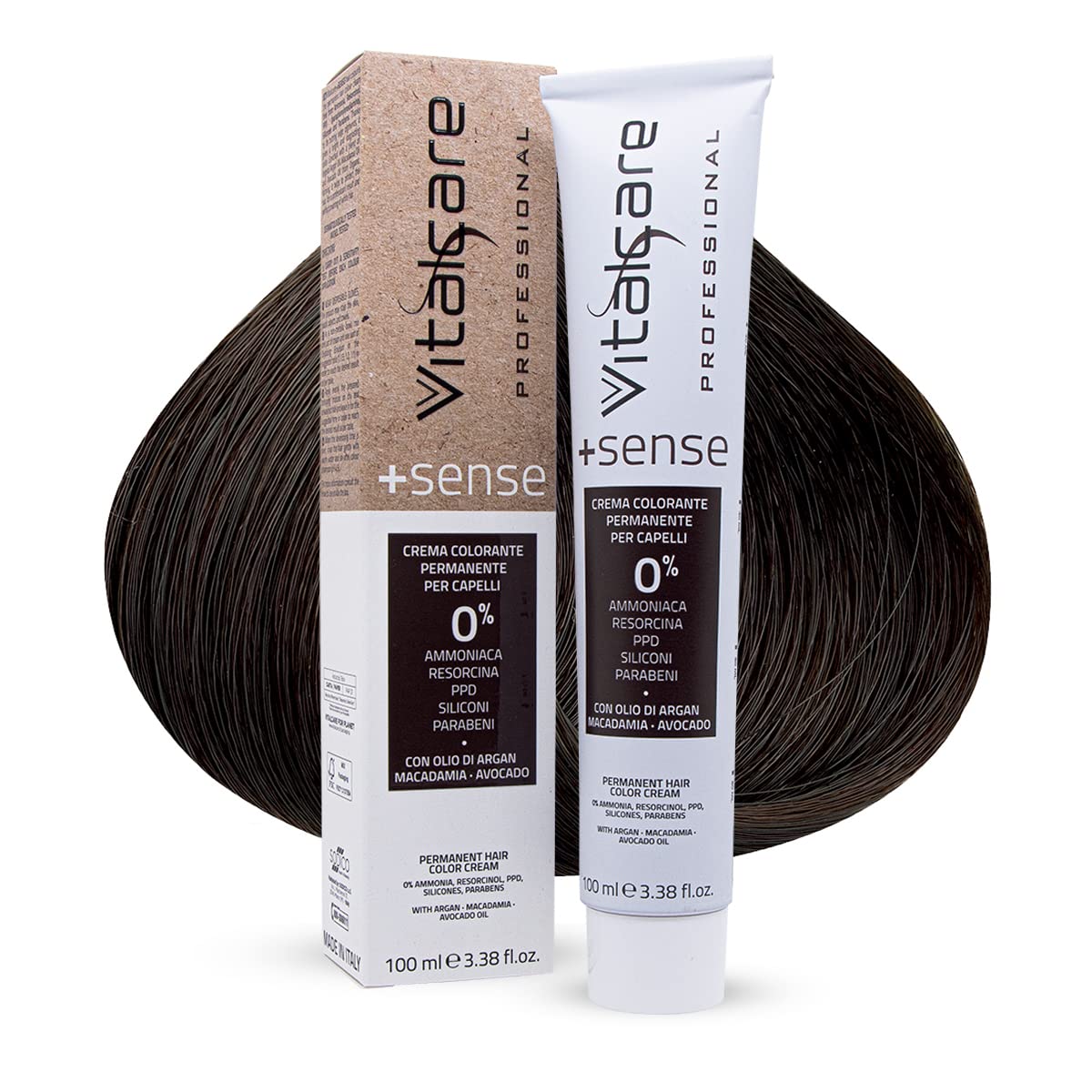 Vitalcare Sense Professional Permanent Hair Colour, Hair Colouring Cream, Ammonia-Free Hair, Resorcin, PPD, Silicone - with Argan, Macadamia and Avocado Oil, 6/00 Dark Blonde, 100 ml