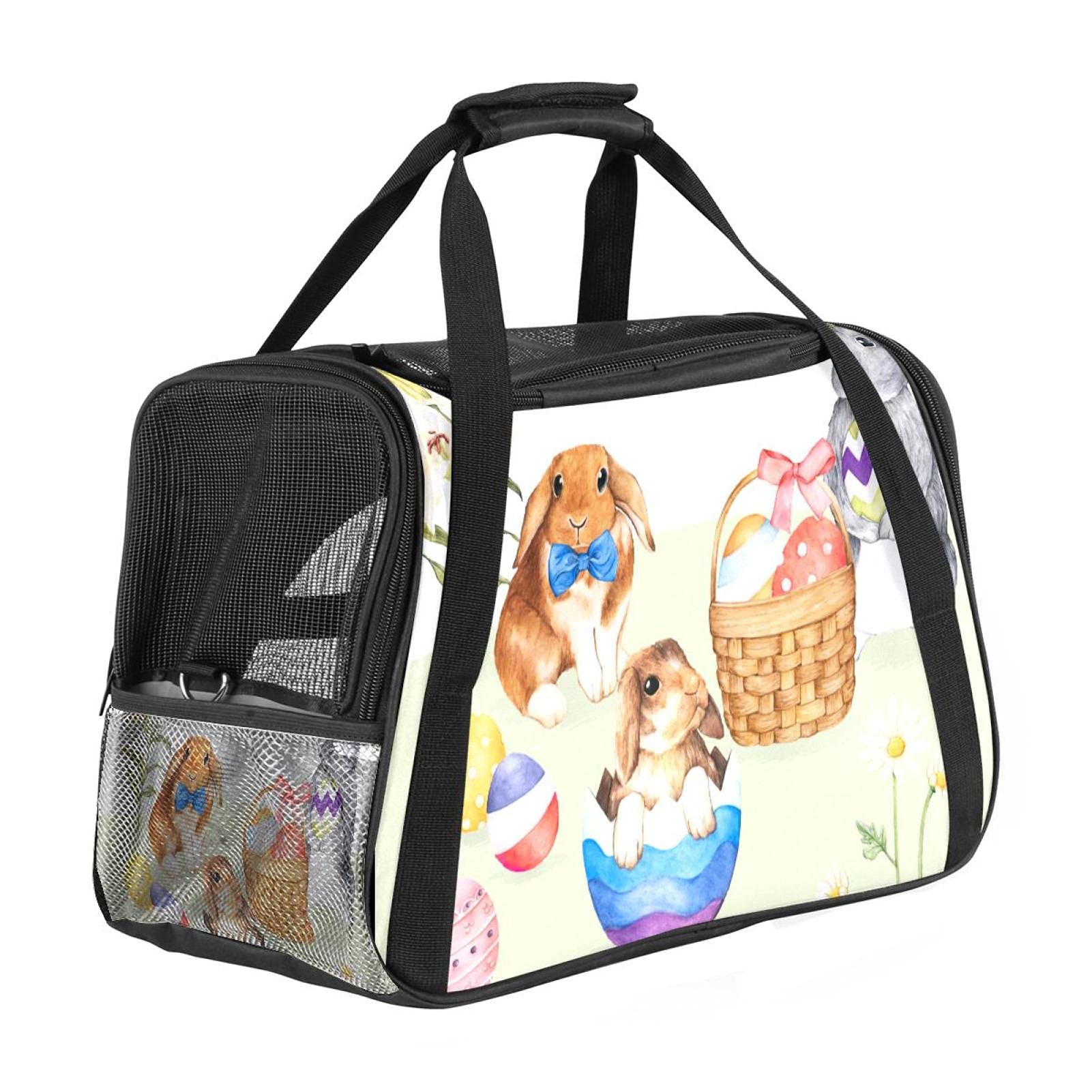 Sac de transport pour animal domestique homologué avion motif lapins