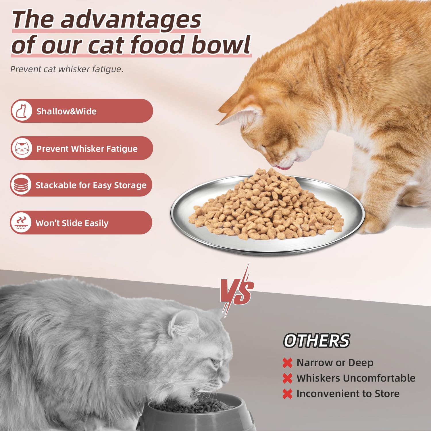 12 ciotole per cibo per gatti in acciaio inox, piccole e piatte da 17 cm, perfette per gattini, gatti, furetti, gatti randagi