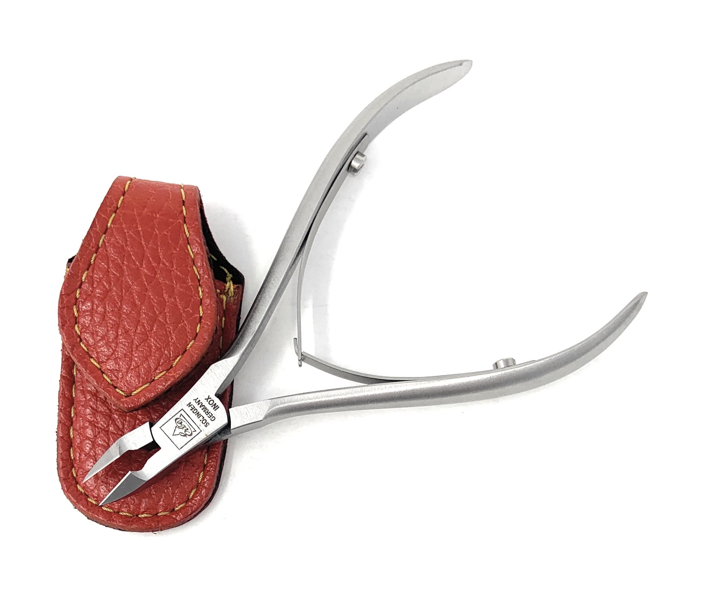 Erbe Professional Premium Stainless Steel Full Jaw Double Spring Cuticle Nippers Made in Solingen, Germany with Full Grain Genuine Leather Case Handmade By Shpitser