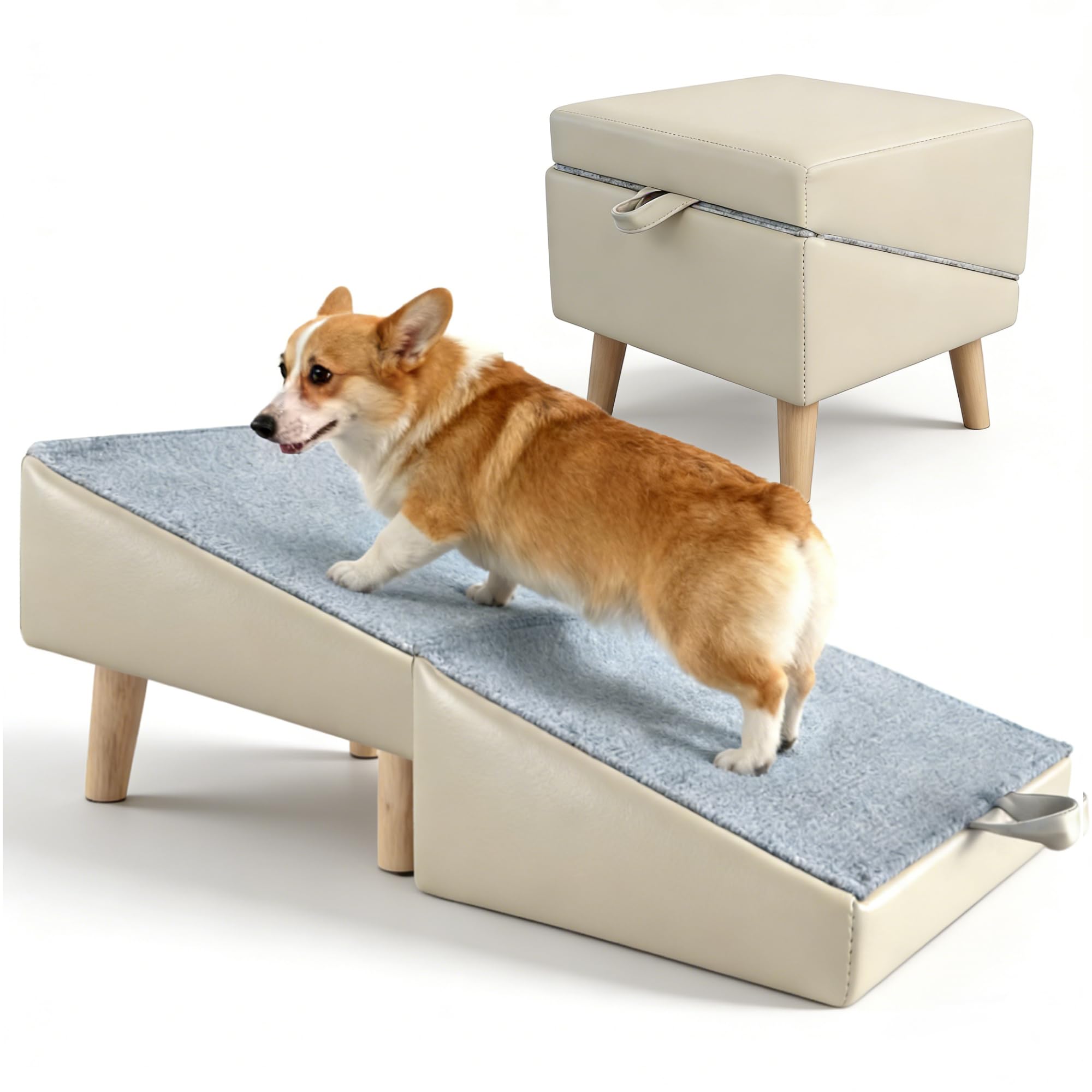 NArra Foldable Dog Ramp for Couch Sofa&Low Bed,2-in-1 Pet Steps Ottoman