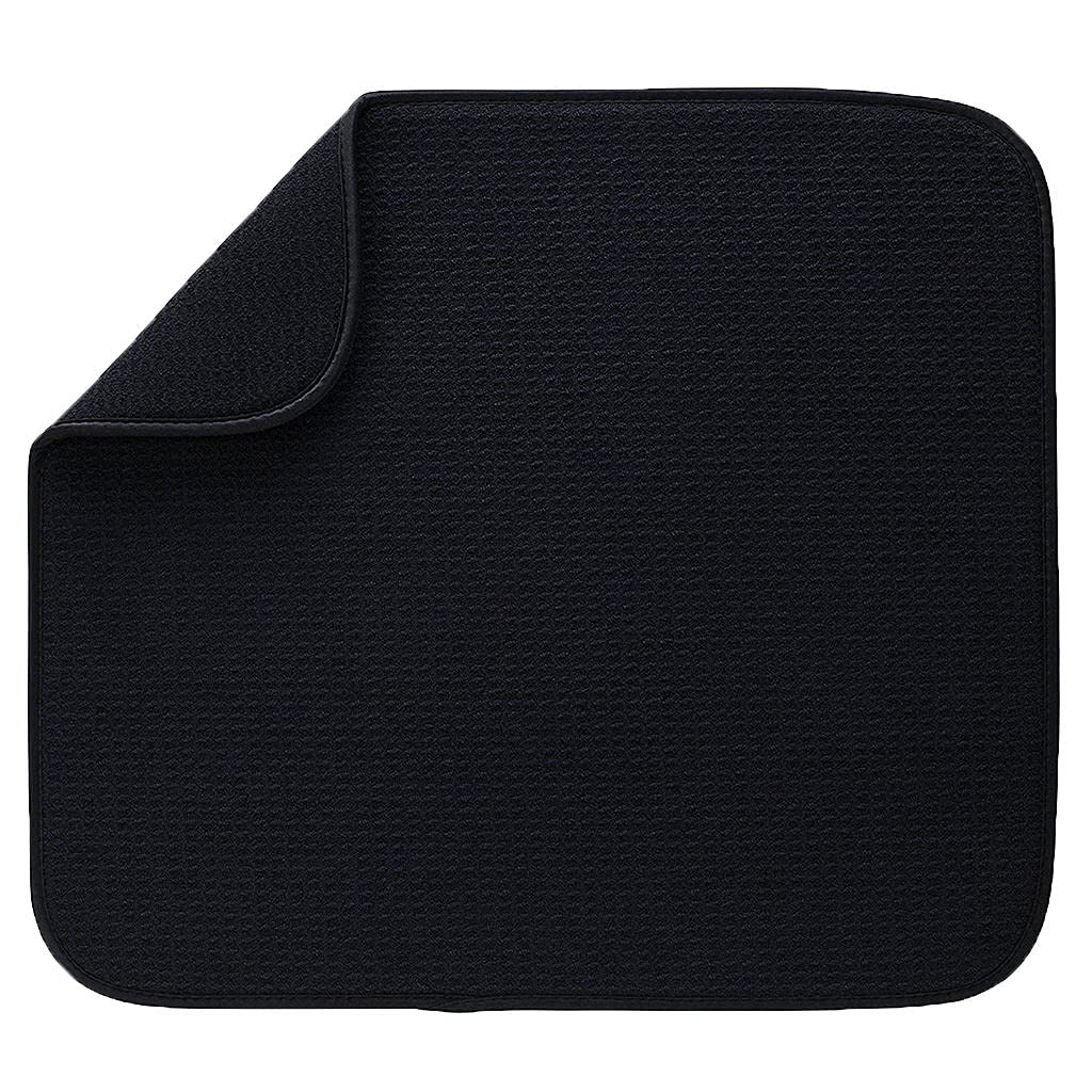 LOVIVER Microfiber Dish Drying Mats for Kitchen Drying Pads for Dishes Drainer Mat, Black, 40.5x45.5cm