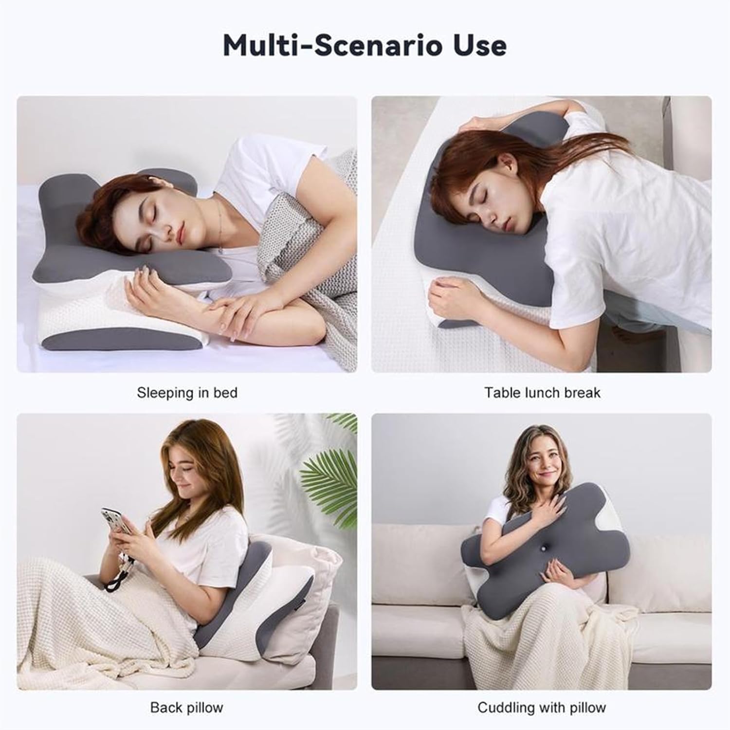 Vipfree Cervical Support Pillow, Cervical Pillow for Neck Pain Relief, Orthopedic Neck Pillow, Cervical Neck Pillow for Sleeping, Contour Pillow Orthopedic Pillow for Back Stomach Sleepers (Dark Gray)