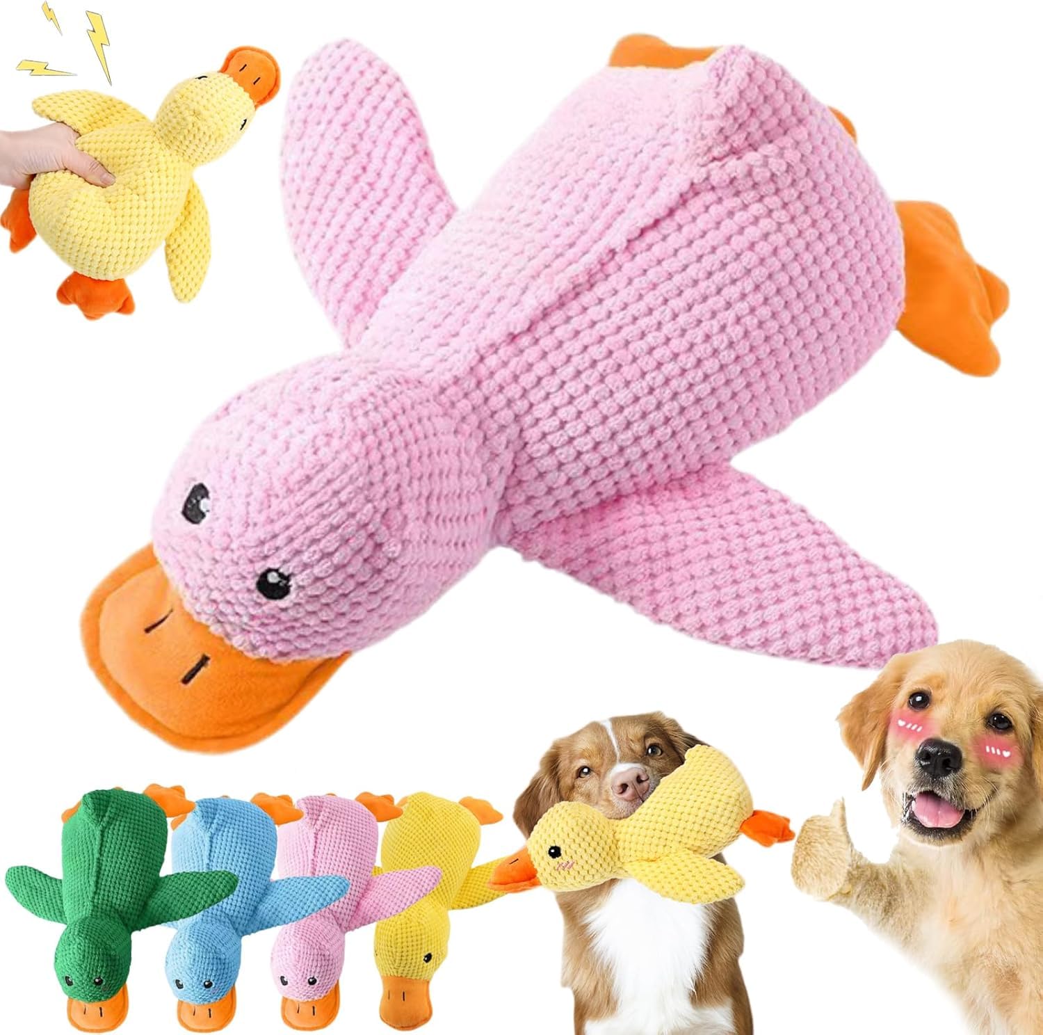 Calming Duck Toy for Dogs, Yellow Duck Dog Toy, Soft Stuffed Plush, Interactive Play, Deep Relaxation for Dog, Quacking Ducks Toys (pink,32cm)