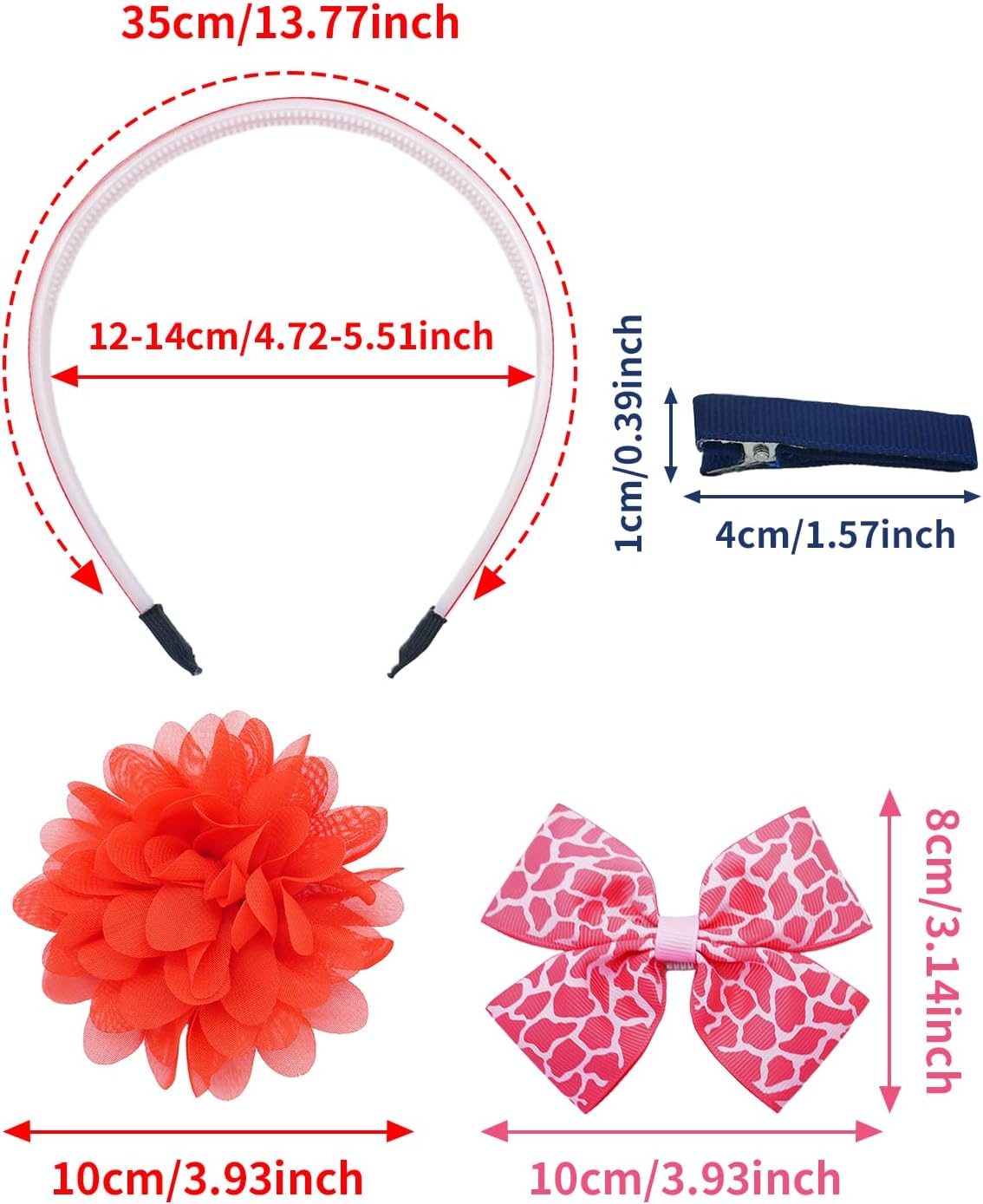 PET SHOW 50 Pack Big Flower Girl Headbands for Litter Girls with Teeth Interchangeable Charms Removable Bows Slip on Head Bands Hair Clips DIY Hair Bands Accessories Making Kit Birthday Gift