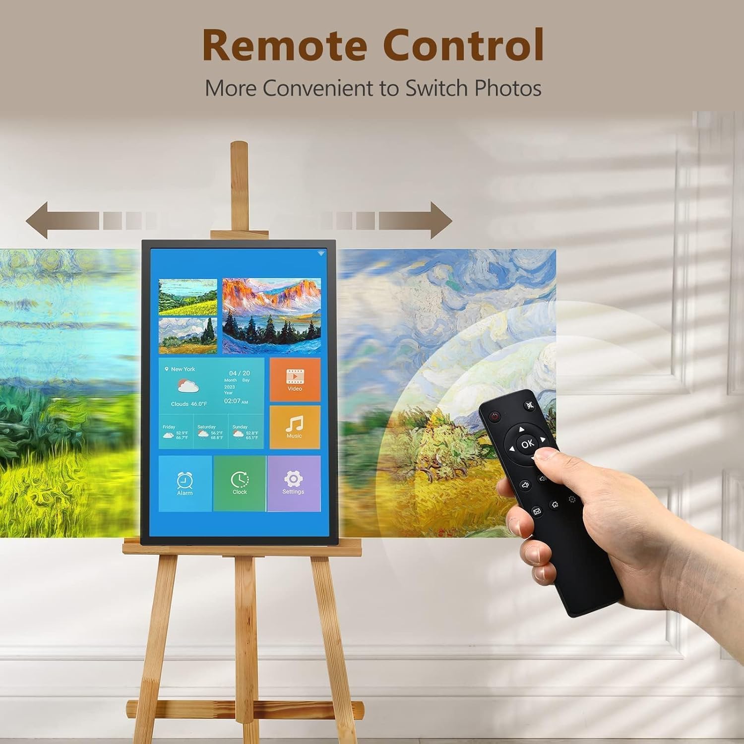 21.5" Digital Picture Frame Large-WiFi-Photo-Frame - 32GB Wall Mounted Digital Frame, Auto Rotate, Remote Control, Share Photo and Video via App Email, Free Cloud Storage, for Mom Dad