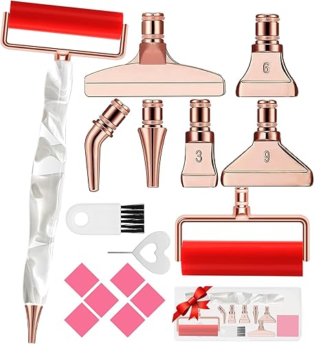 Miniatura 9 de Bolígrafos de pintura de diamante de resina con 6 exquisitas puntas de metal de oro rosa, accesorios de pintura de diamante 5D con caja