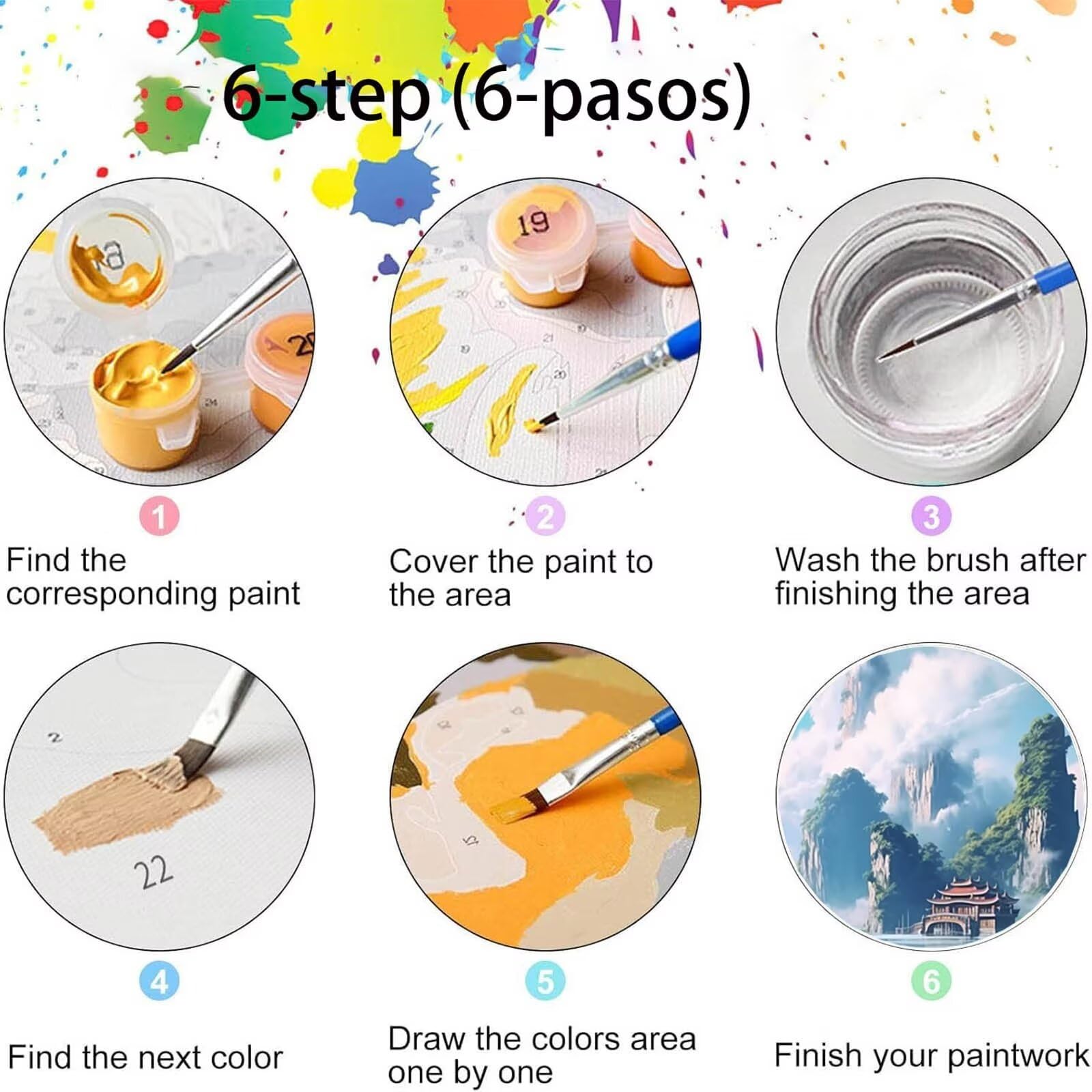 Pintar por Numeros Adultos Montaña, Pintar por Numeros Niños Kit Manualidades Adultos Paisaje Cuadros para Pintar por Numeros Pintura Acrílico, Cuadros Decoracion Salon Modernos 80X160cm 7w-B-G